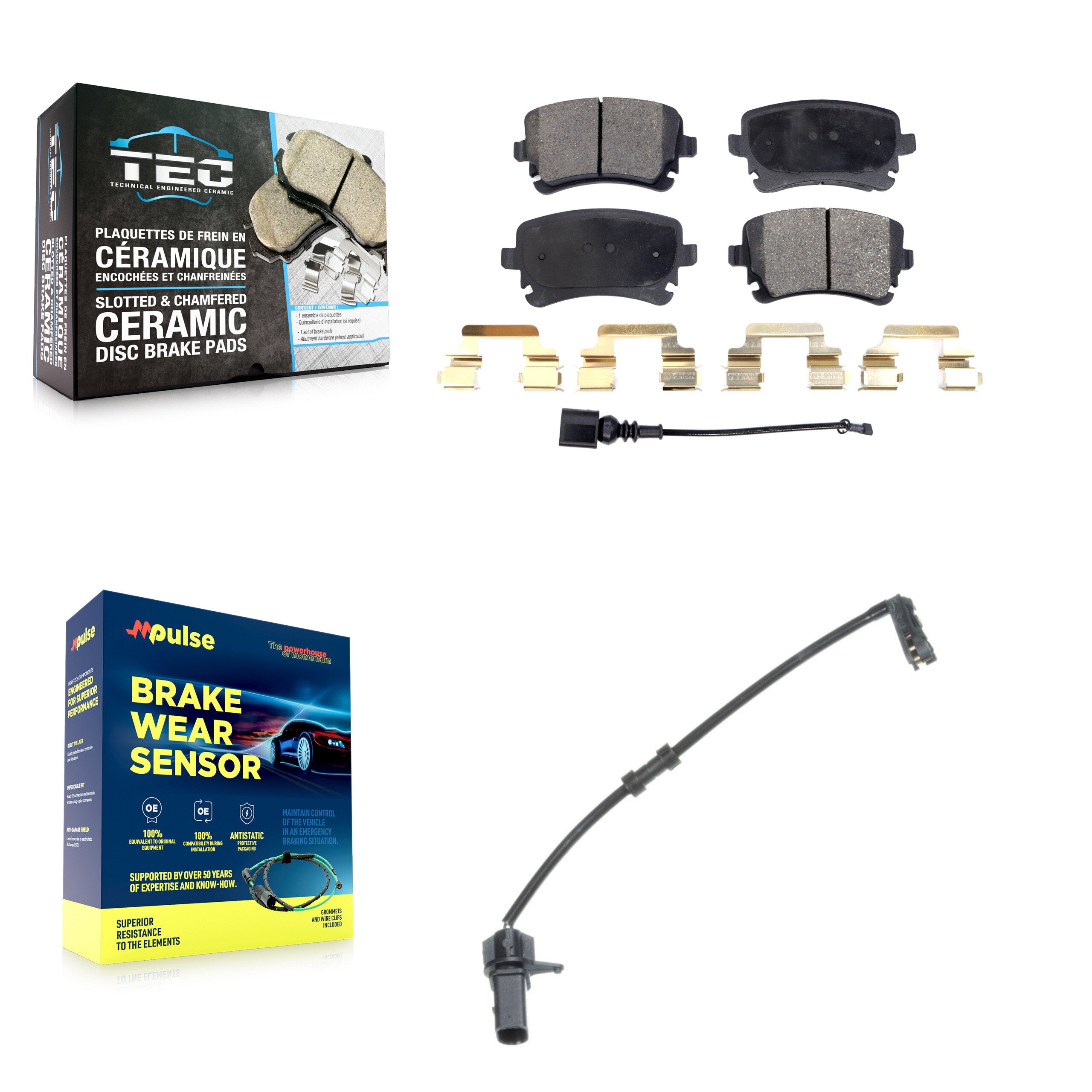 Rear Ceramic Disc Brake Pads And Extra Wear Sensor Kit For 2010 Audi A8 Quattro 6.0L/4.2L KTW-101223