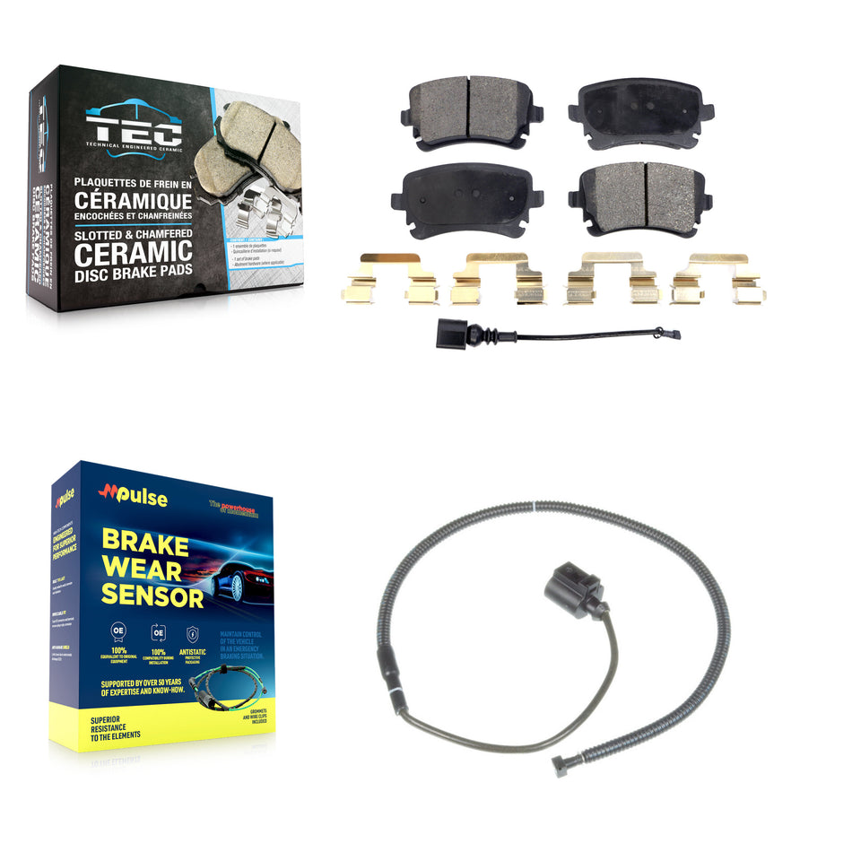 Rear Ceramic Disc Brake Pads And Extra Wear Sensors Kit For Volkswagen Phaeton Audi S6 KTW-101232