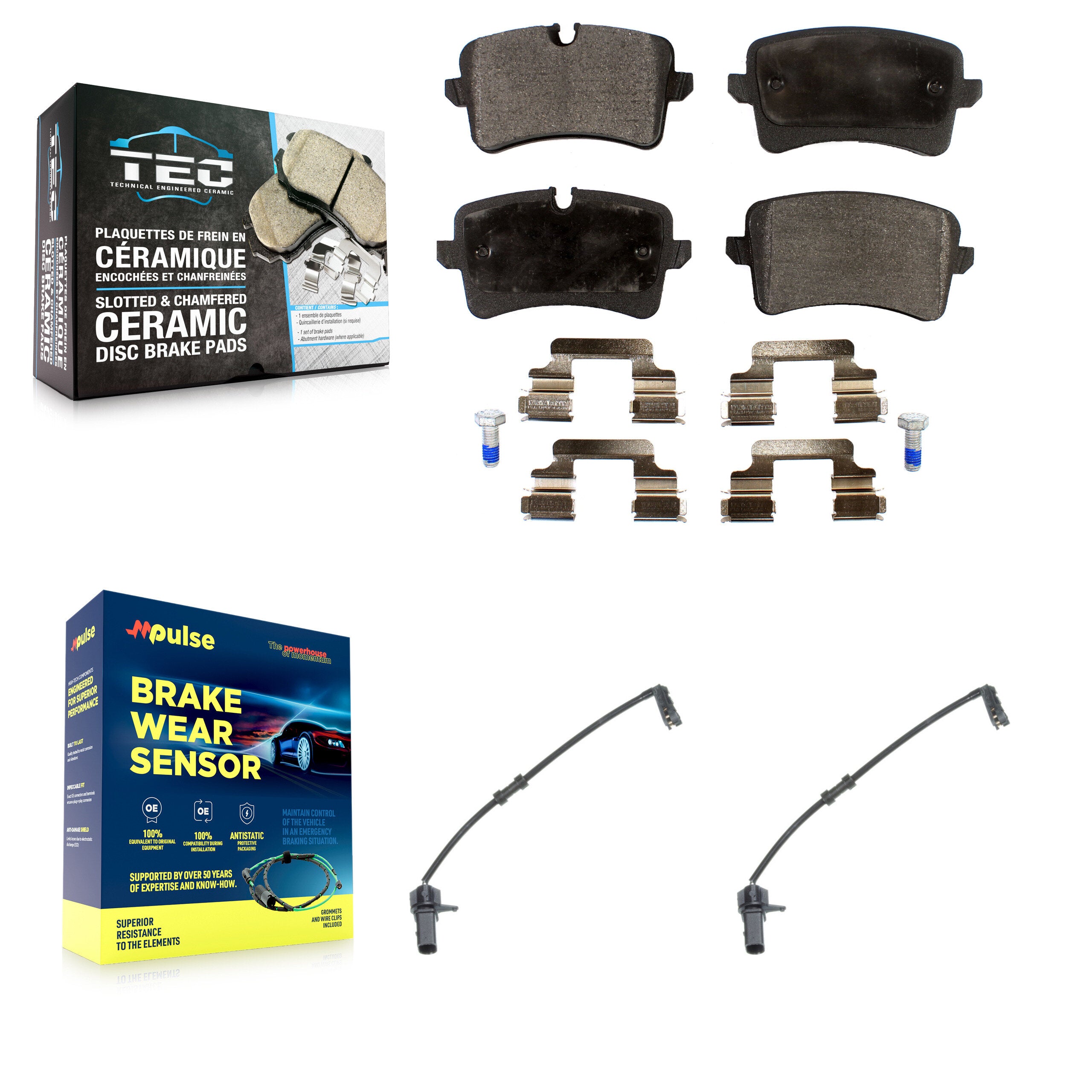 Rear Ceramic Brake Pad And Wear Sensor Kit For 2011-2012 Audi A8 Quattro with 356mm Rotor KTW-101264