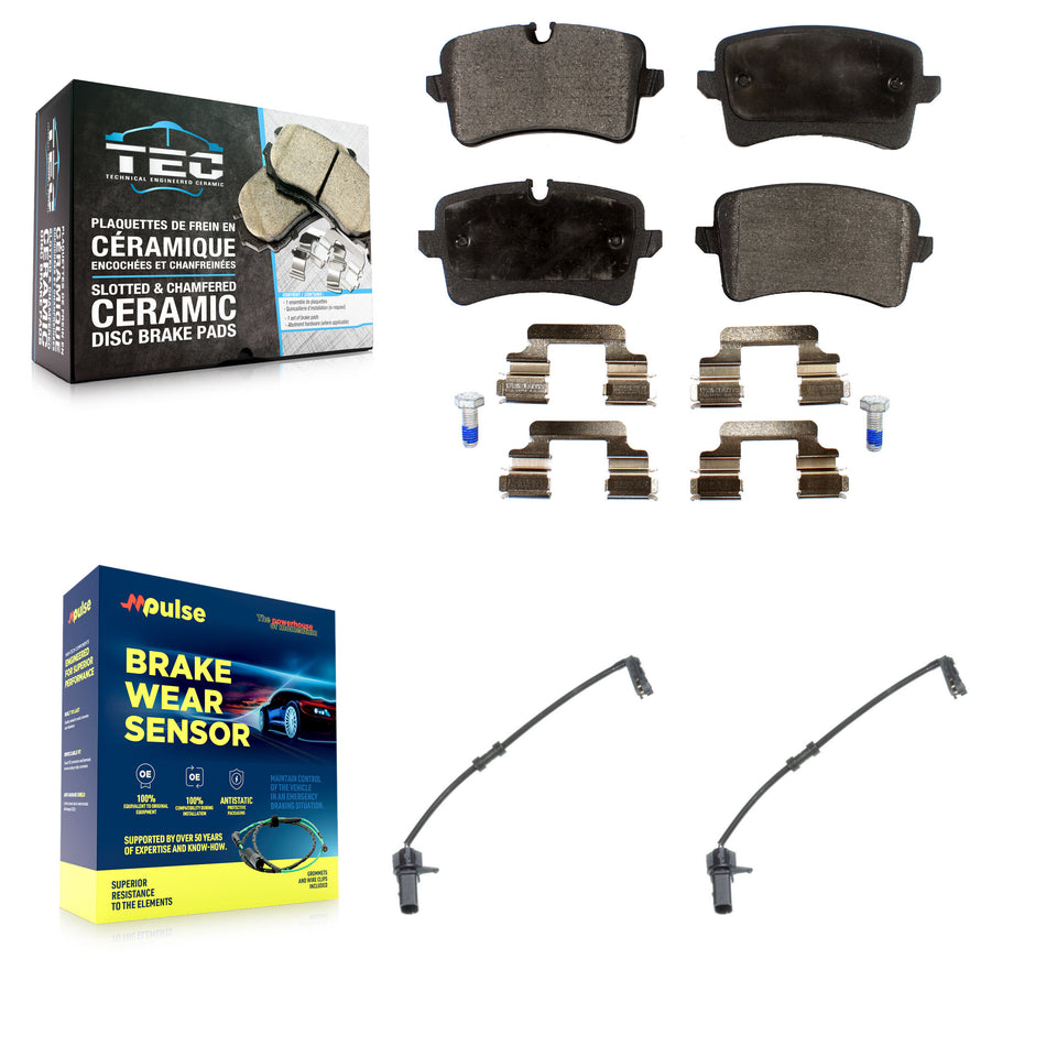 Rear Ceramic Brake Pad And Wear Sensor Kit For 2011-2012 Audi A8 Quattro with 356mm Rotor KTW-101264
