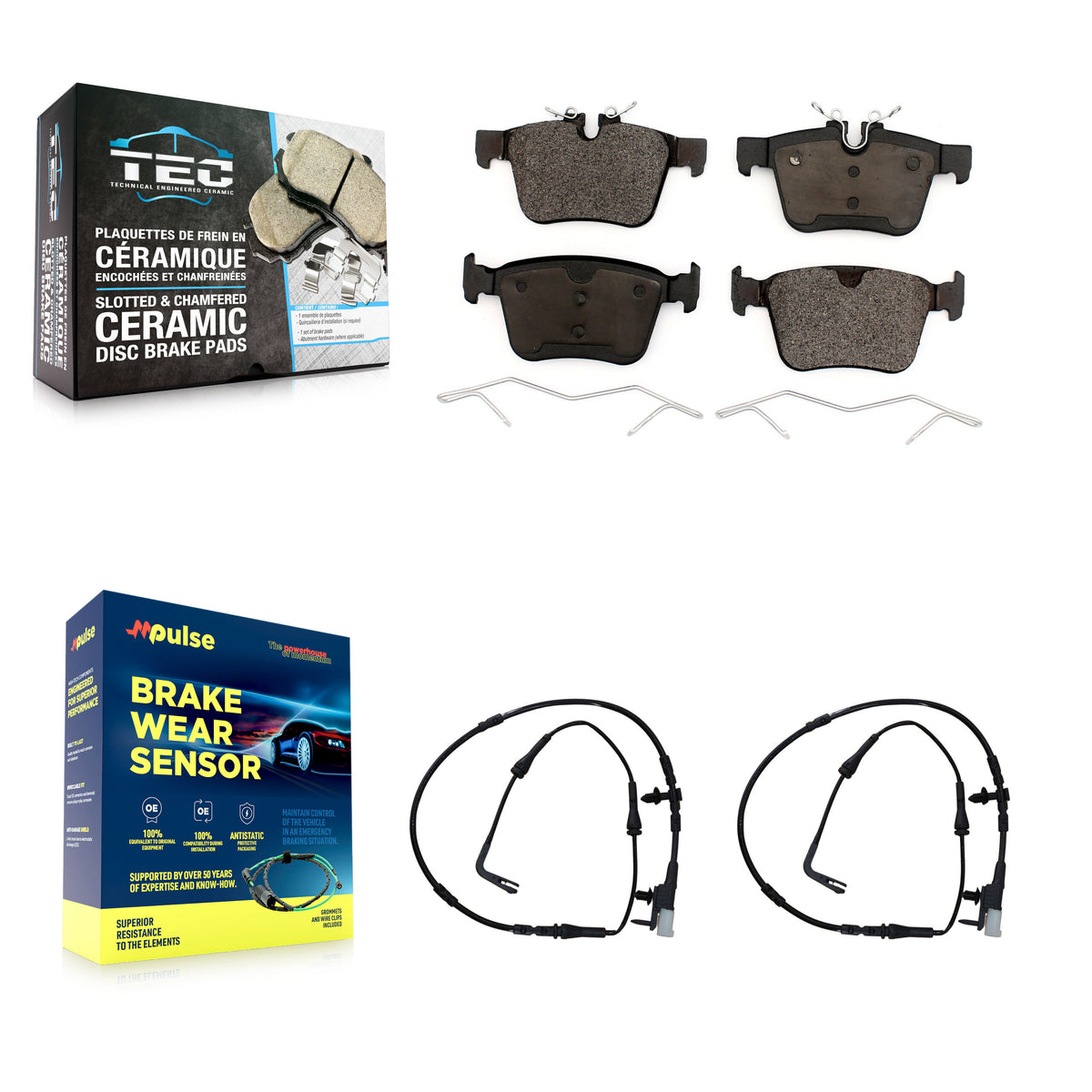 Rear Ceramic Disc Brake Pads And Wear Sensors Kit For Jaguar XE XF KTW-101267