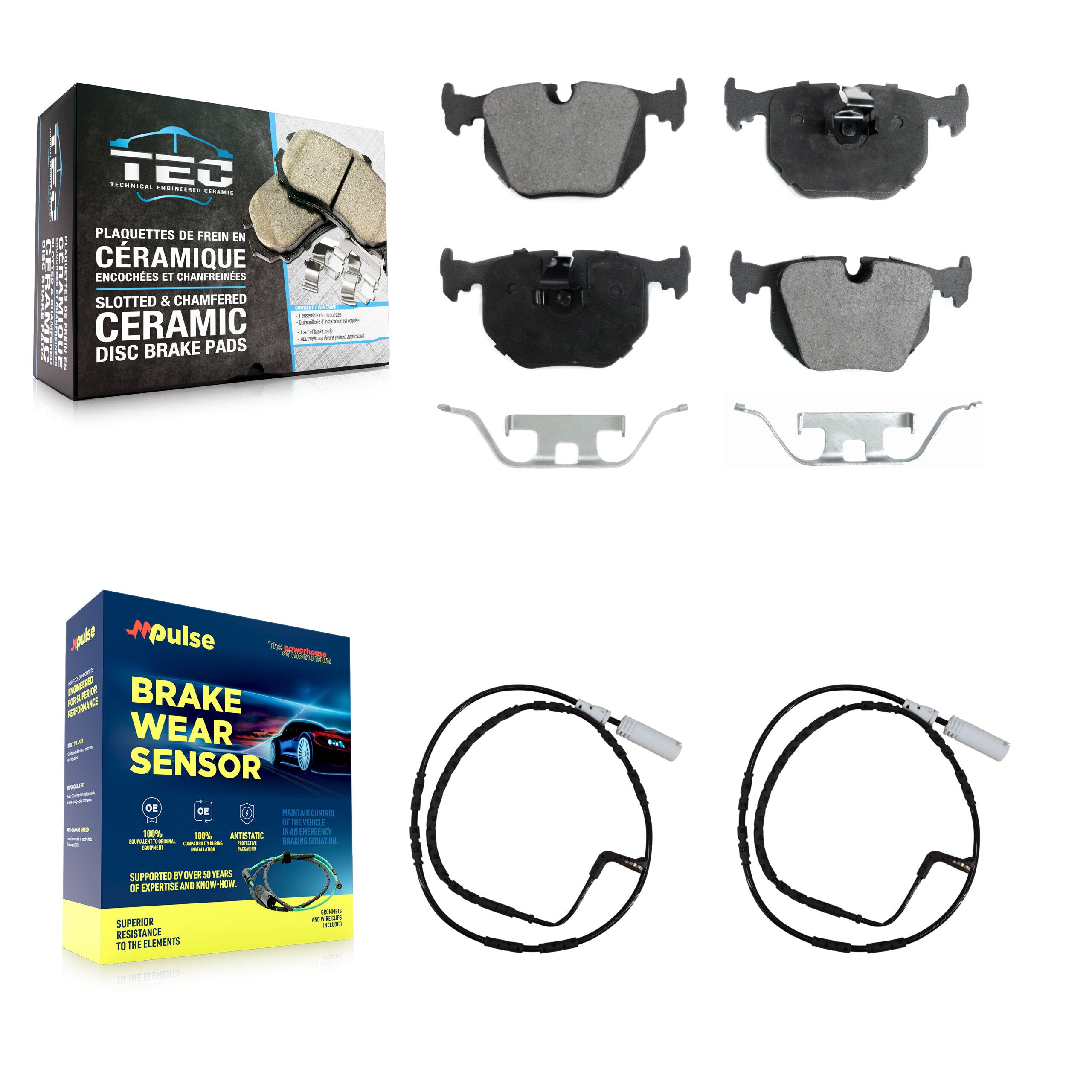Rear Ceramic Disc Brake Pads And Wear Sensors Kit For 2005 BMW 330xi 3.0L KTW-101279