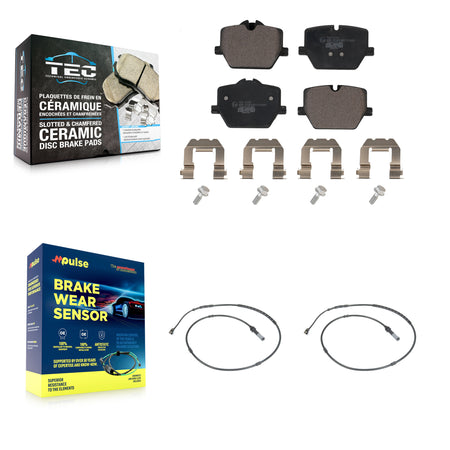 Rear Ceramic Brake Pads Wear Sensor Kit For 19 BMW 330i xDrive With Blue Painted Calipers KTW-101294