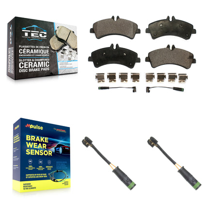 Rear Ceramic Brake Pad Extra Wear Sensor Kit For Mercedes-Benz Sprinter 3500 Freightliner KTW-101296