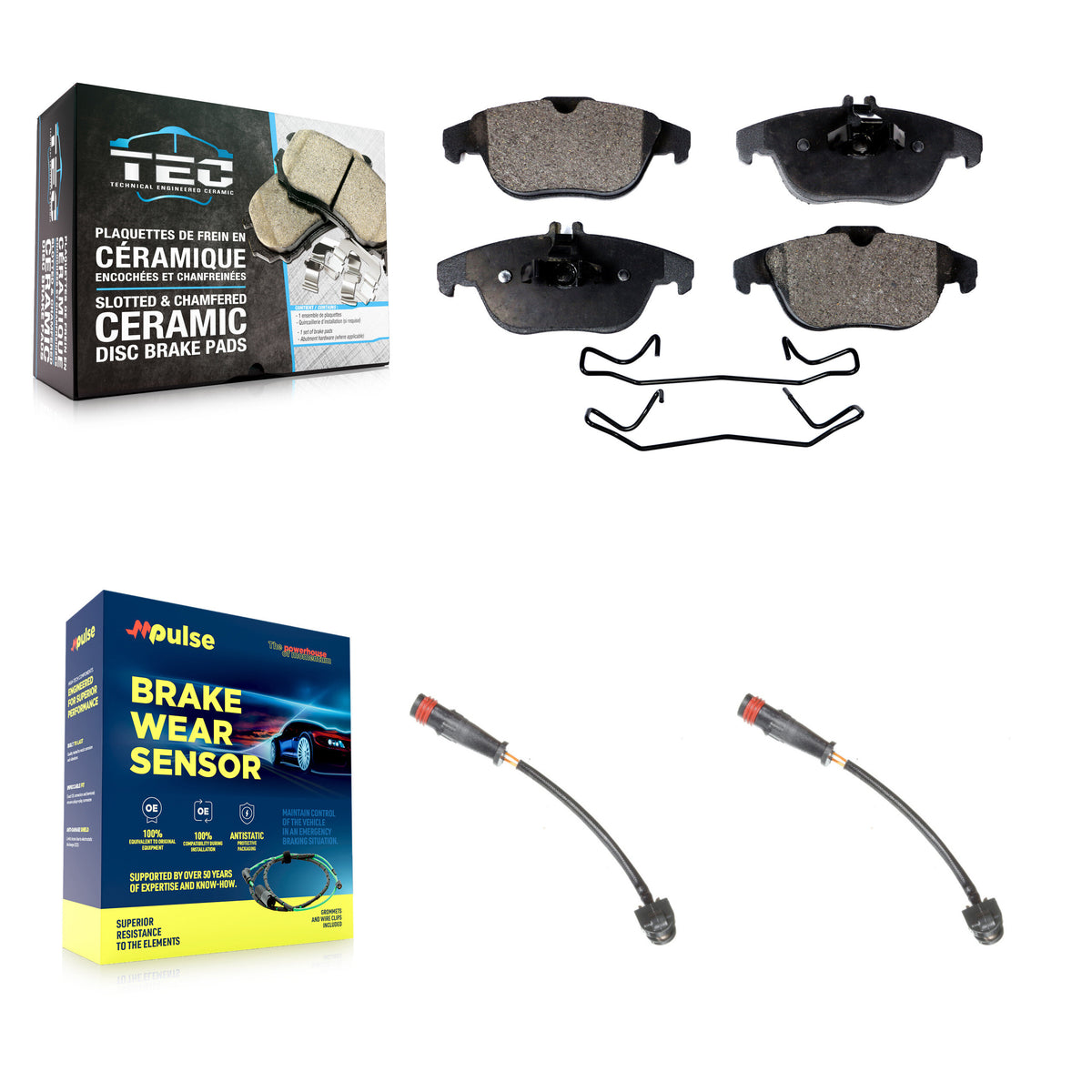 Rear Ceramic Disc Brake Pads And Wear Sensors Kit For 2011 Mercedes-Benz C63 AMG 6.3L KTW-101305