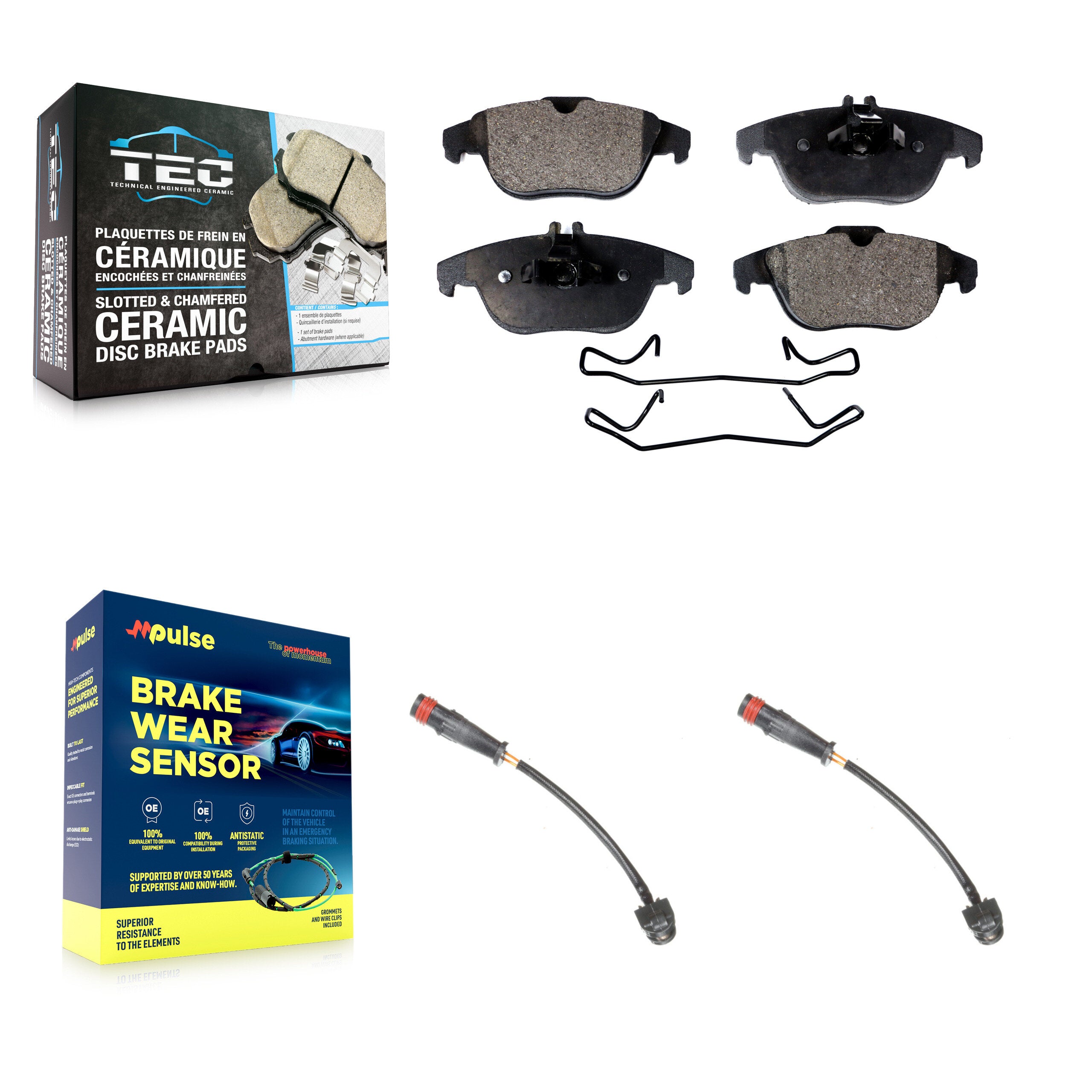 Rear Ceramic Disc Brake Pads And Wear Sensors Kit For 2011 Mercedes-Benz C63 AMG 6.3L KTW-101305