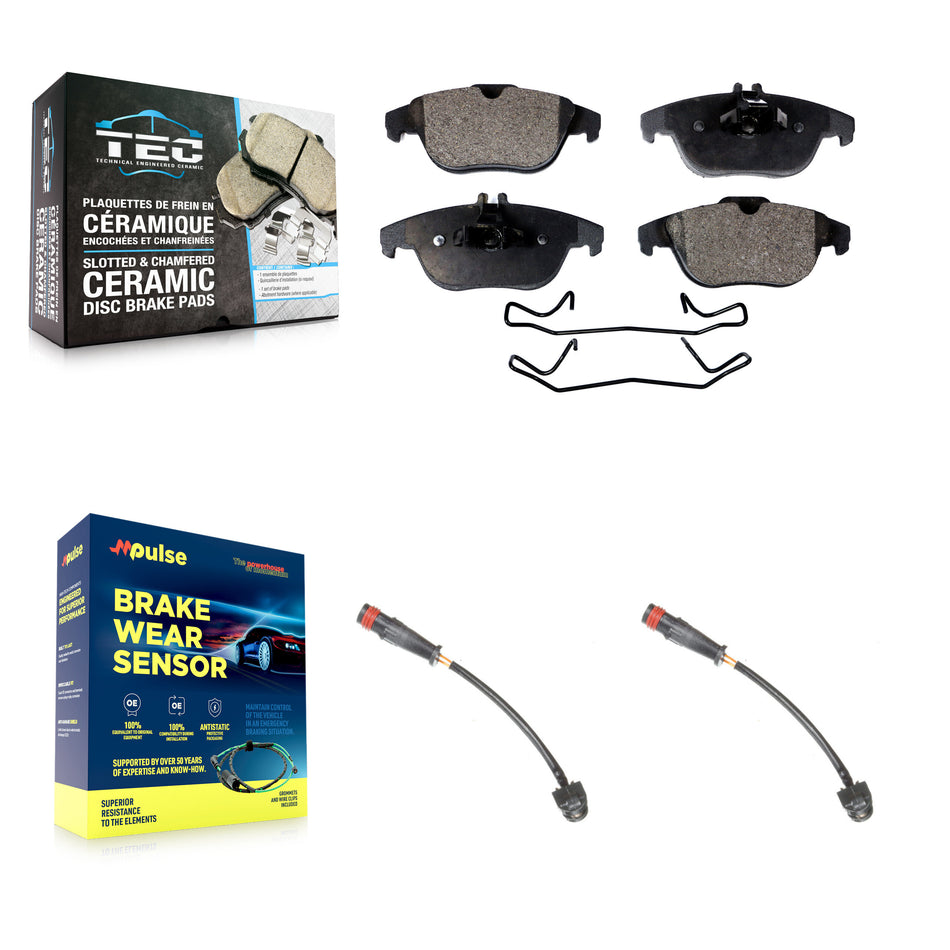 Rear Ceramic Disc Brake Pads And Wear Sensors Kit For 2011 Mercedes-Benz C63 AMG 6.3L KTW-101305