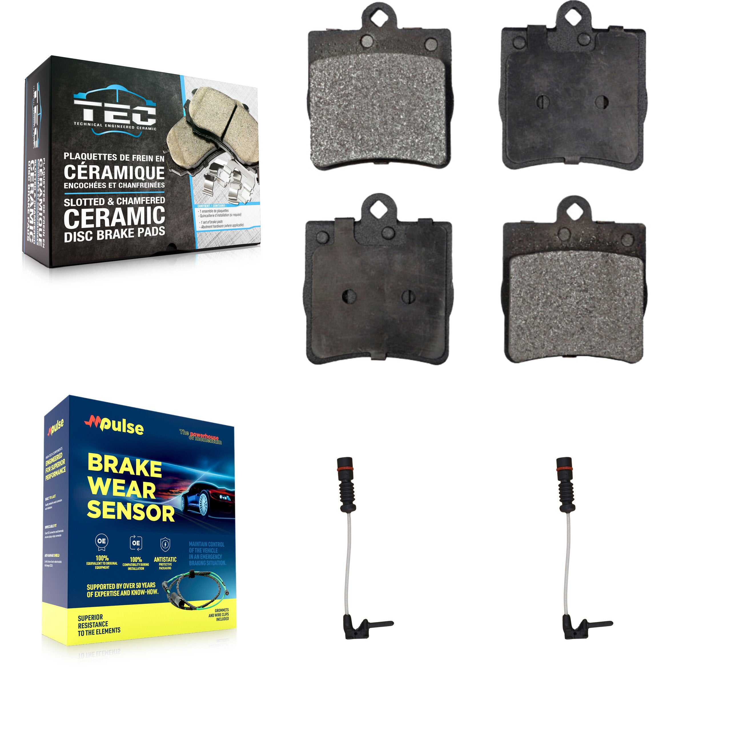 Rear Ceramic Brake Pad & Wear Sensor Kit For Chrysler Crossfire Mercedes-Benz SLK230 C230 KTW-101306