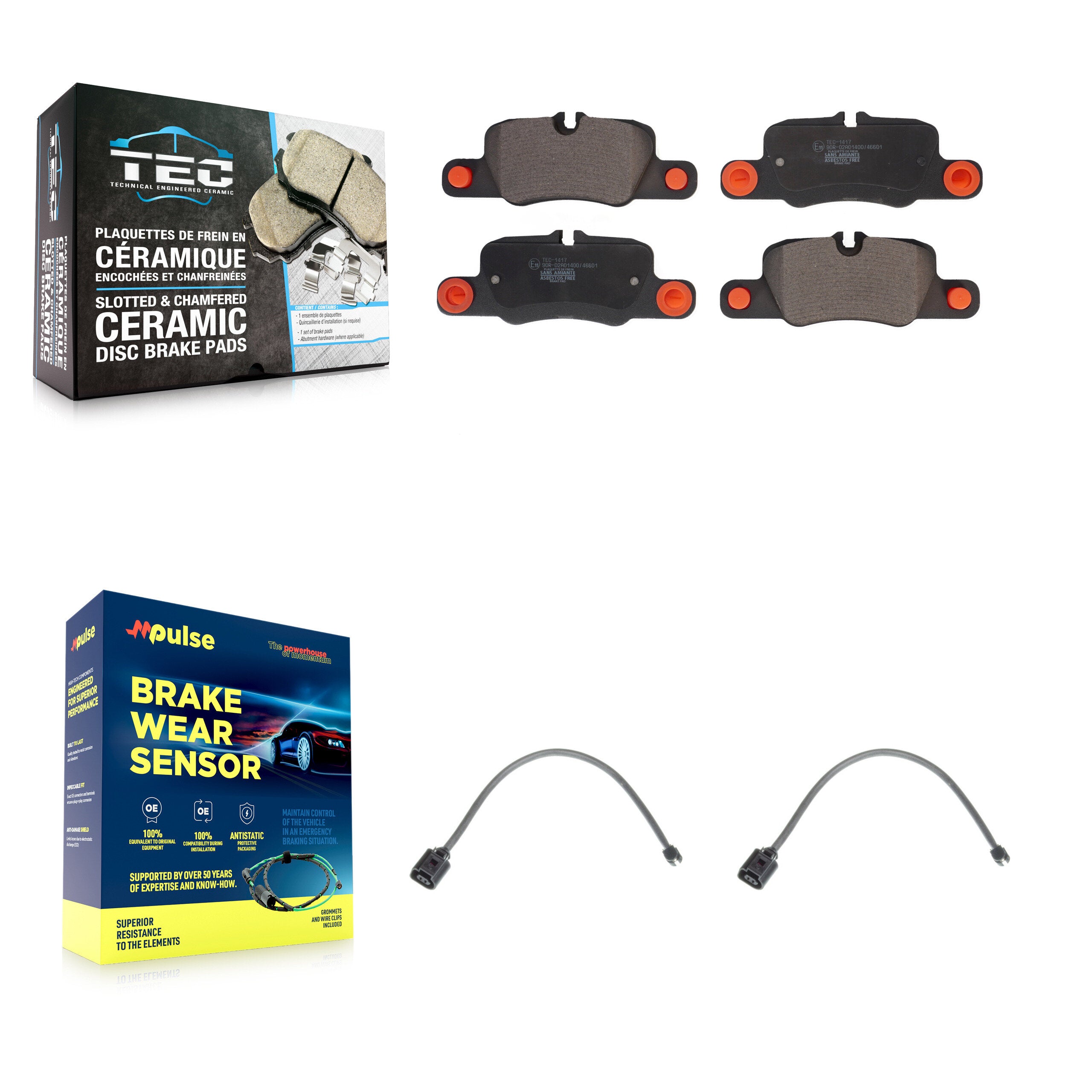 Rear Ceramic Disc Brake Pad & Wear Sensor Kit For 2012-2016 Porsche Panamera with Harness KTW-101316