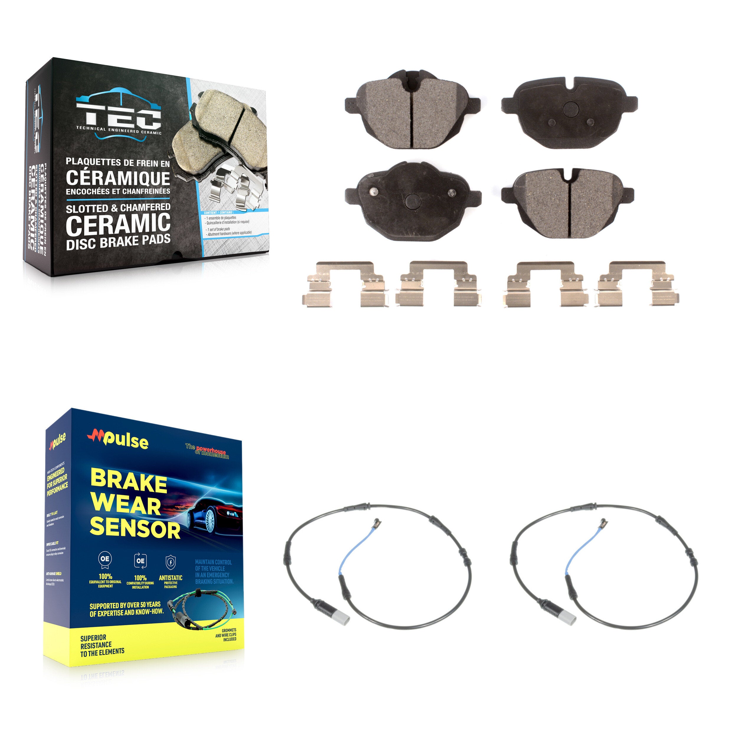 Rear Ceramic Disc Brake Pads Wear Sensor Kit For BMW 535i xDrive 528i 535d ActiveHybrid 5 KTW-101318
