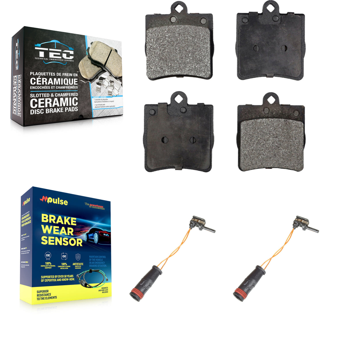 Rear Ceramic Disc Brake Pads And Wear Sensors Kit For Mercedes-Benz C230 C240 KTW-101351