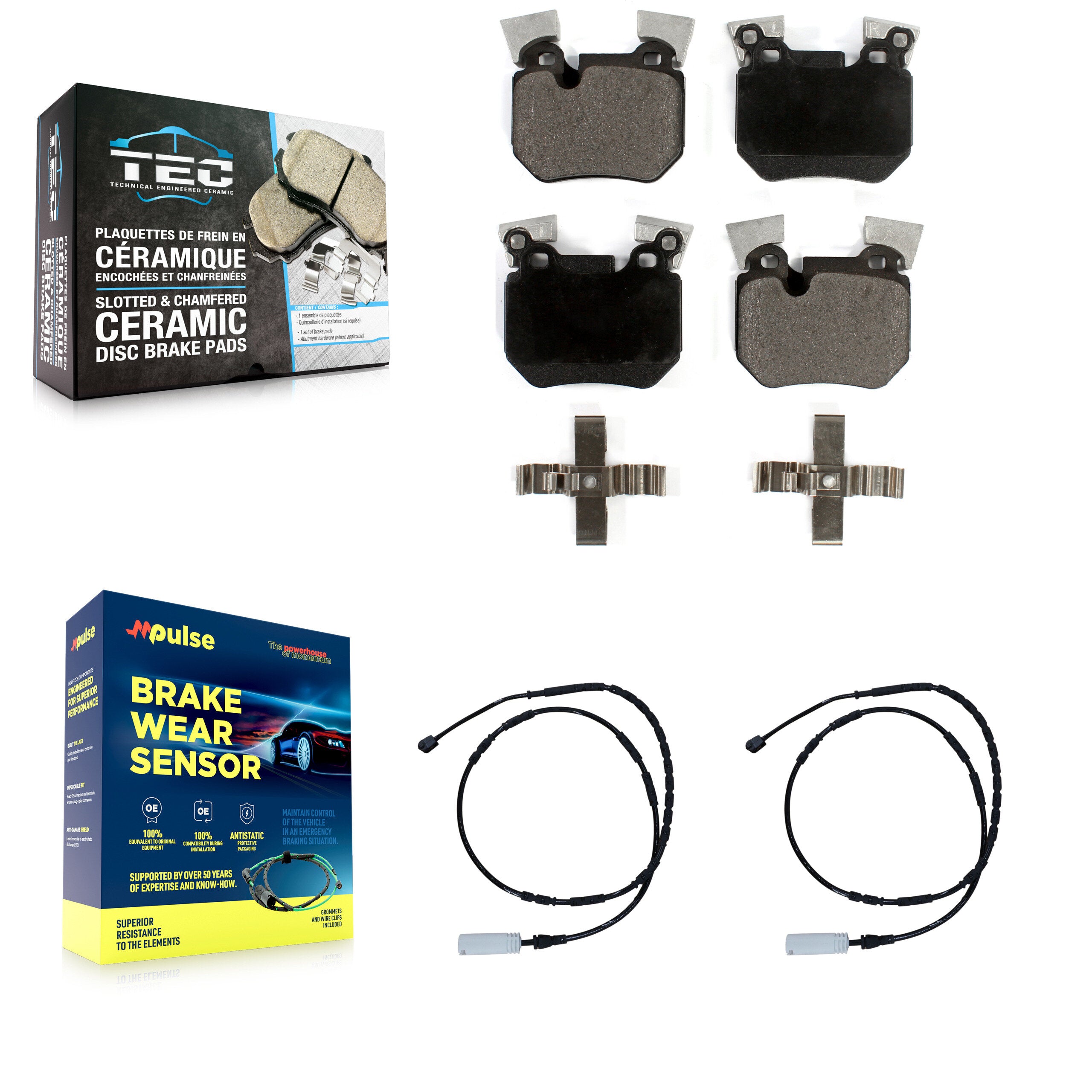 Rear Ceramic Disc Brake Pads And Wear Sensors Kit For 2012-2013 BMW 135i 3.0L KTW-101368