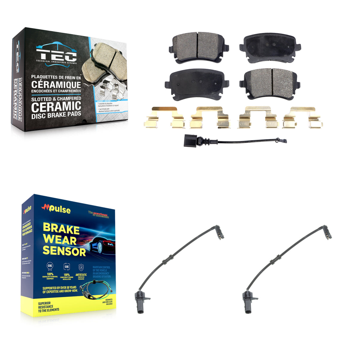 Rear Ceramic Disc Brake Pads And Extra Wear Sensor Kit For 2010 Audi A8 Quattro 6.0L/4.2L KTW-101380
