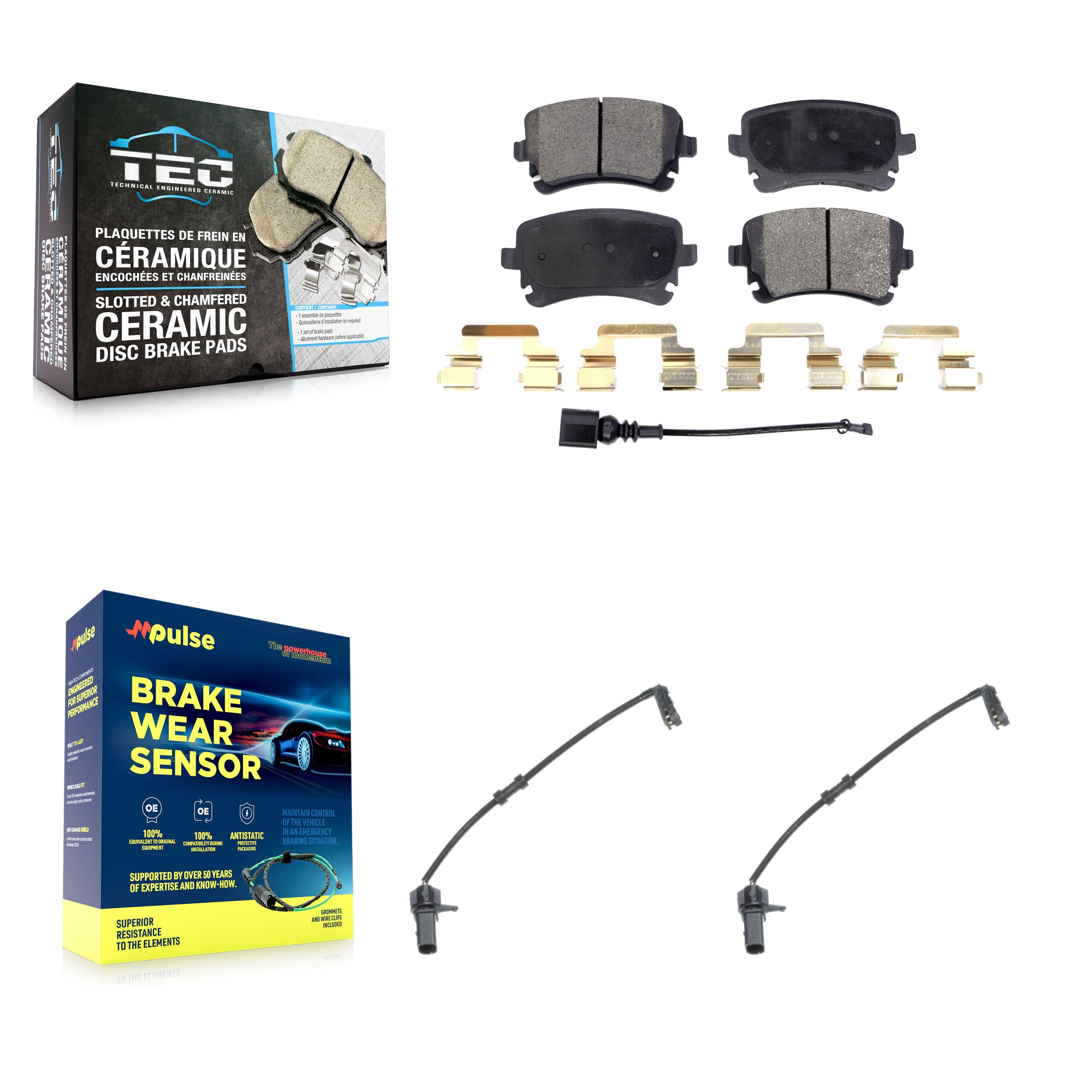 Rear Ceramic Disc Brake Pads And Extra Wear Sensor Kit For 2010 Audi A8 Quattro 6.0L/4.2L KTW-101380