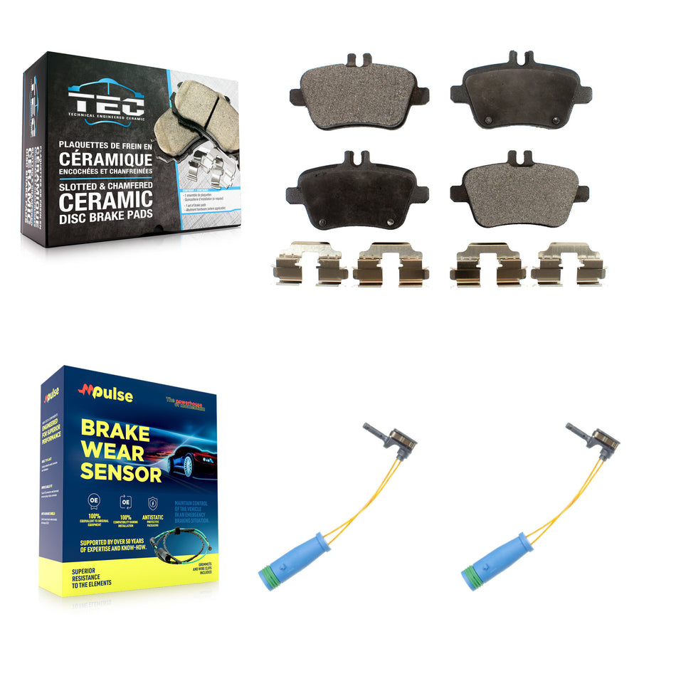 Rear Ceramic Disc Brake Pads And Wear Sensors Kit For Mercedes-Benz CLA250 GLA250 2.0L KTW-101386