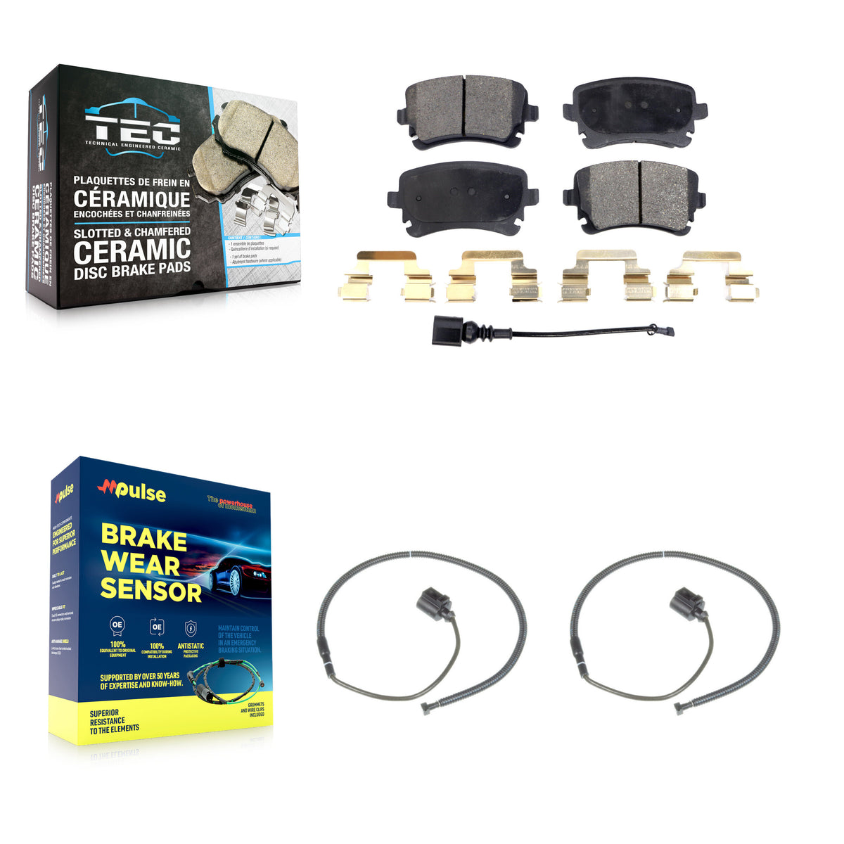 Rear Ceramic Disc Brake Pads And Extra Wear Sensors Kit For Volkswagen Phaeton Audi S6 KTW-101389