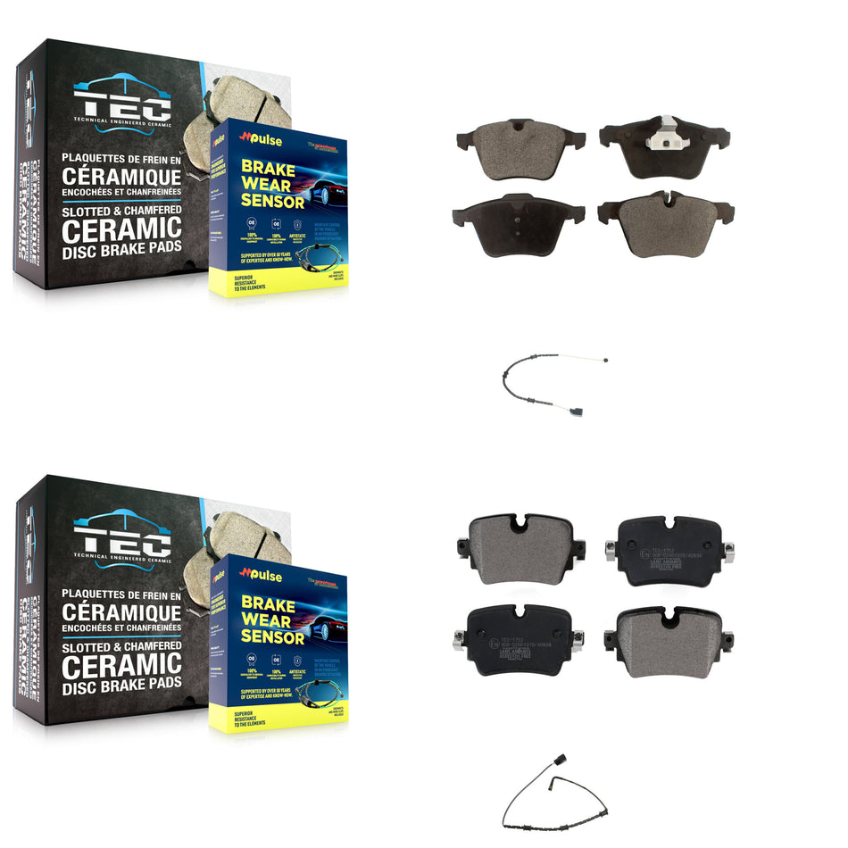 Front Rear Ceramic Brake Pad Wear Sensor Kit For Jaguar XJ RWD with 3.0L Disc rear brakes KTW-101402