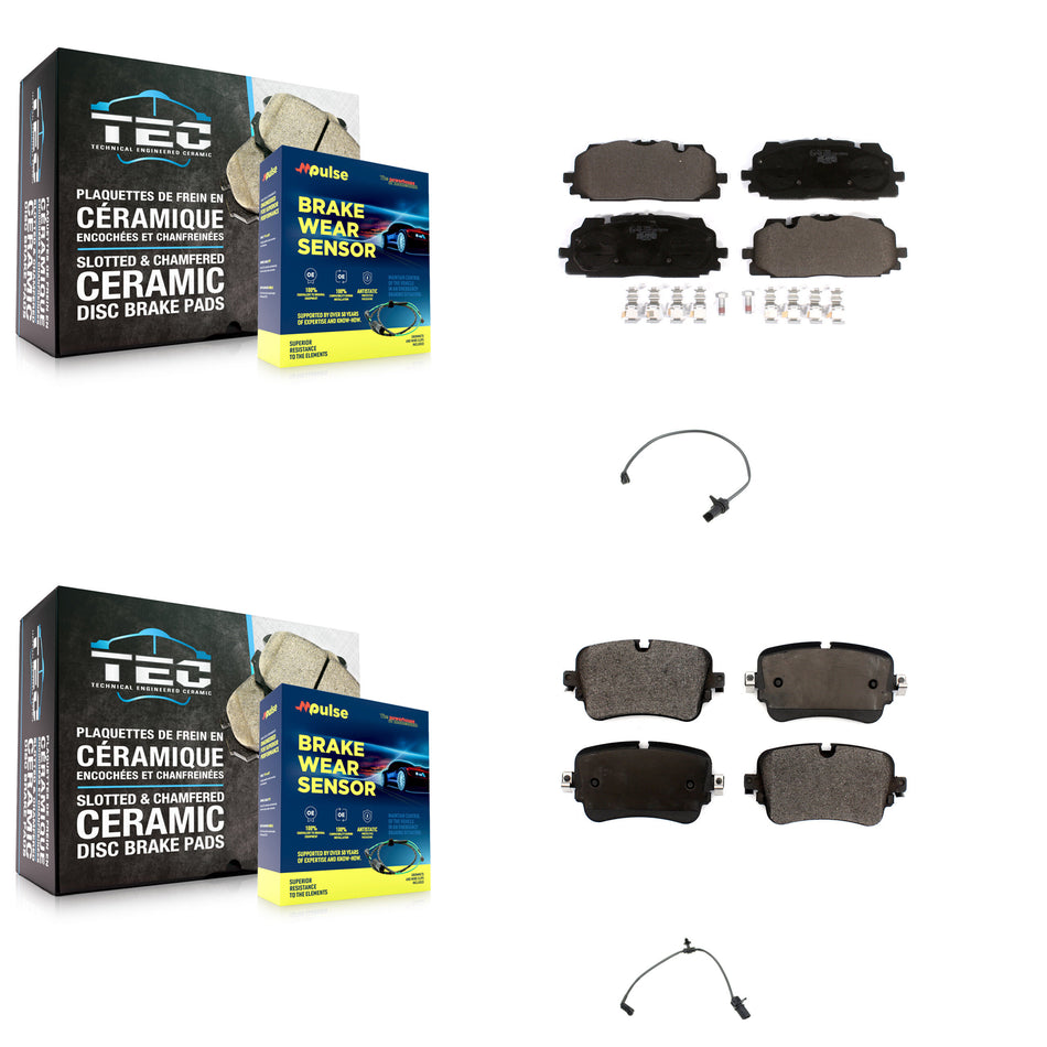 Front Rear Ceramic Disc Brake Pads And Wear Sensors Kit For Audi Q7 Q8 A8 Quattro KTW-101404