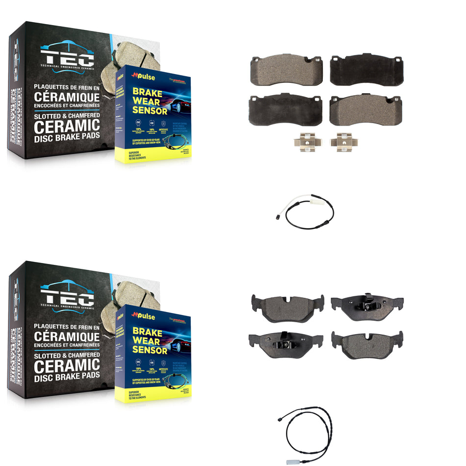 Front Rear Ceramic Brake Pad Wear Sensor Kit For BMW 328i With 370mm Diameter Rotor KTW-101406