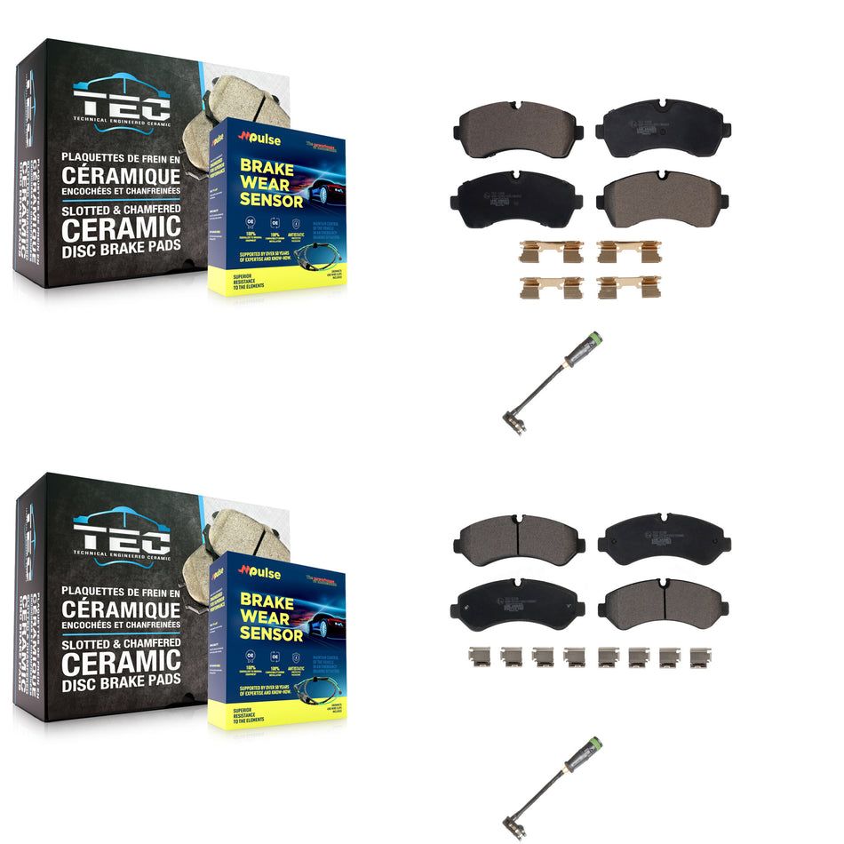 Front Rear Ceramic Disc Brake Pads And Wear Sensors Kit For Freightliner Sprinter 3500 KTW-101411