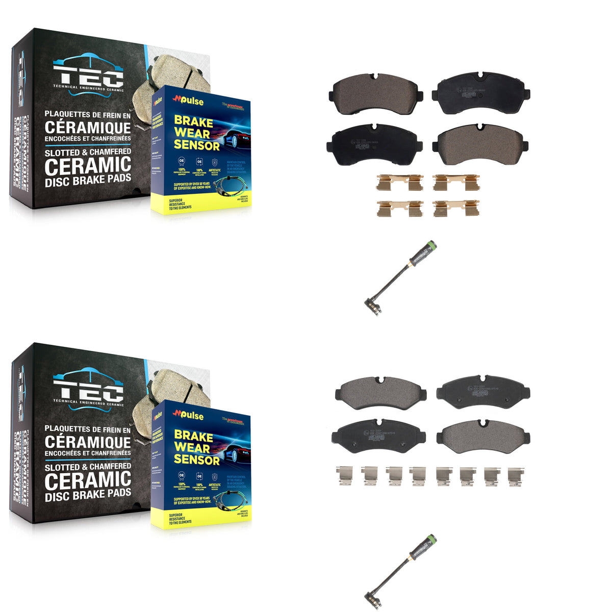 Front Rear Ceramic Brake Pad And Wear Sensor Kit For Freightliner Sprinter 2500 3500 1500 KTW-101412