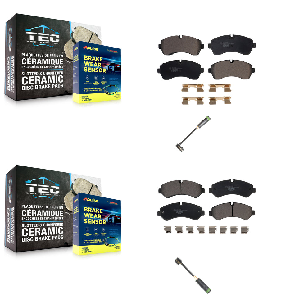 Front Rear Ceramic Disc Brake Pads And Wear Sensors Kit For Freightliner Sprinter 4500 KTW-101413