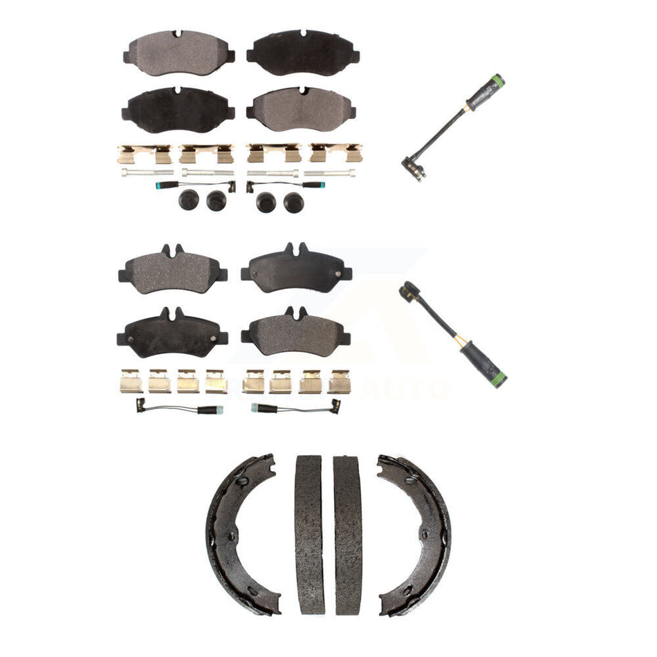Front Rear Ceramic Brake Pad & Extra Wear Sensor Kit (5Pc) For Freightliner Sprinter 2500 KTW-101436
