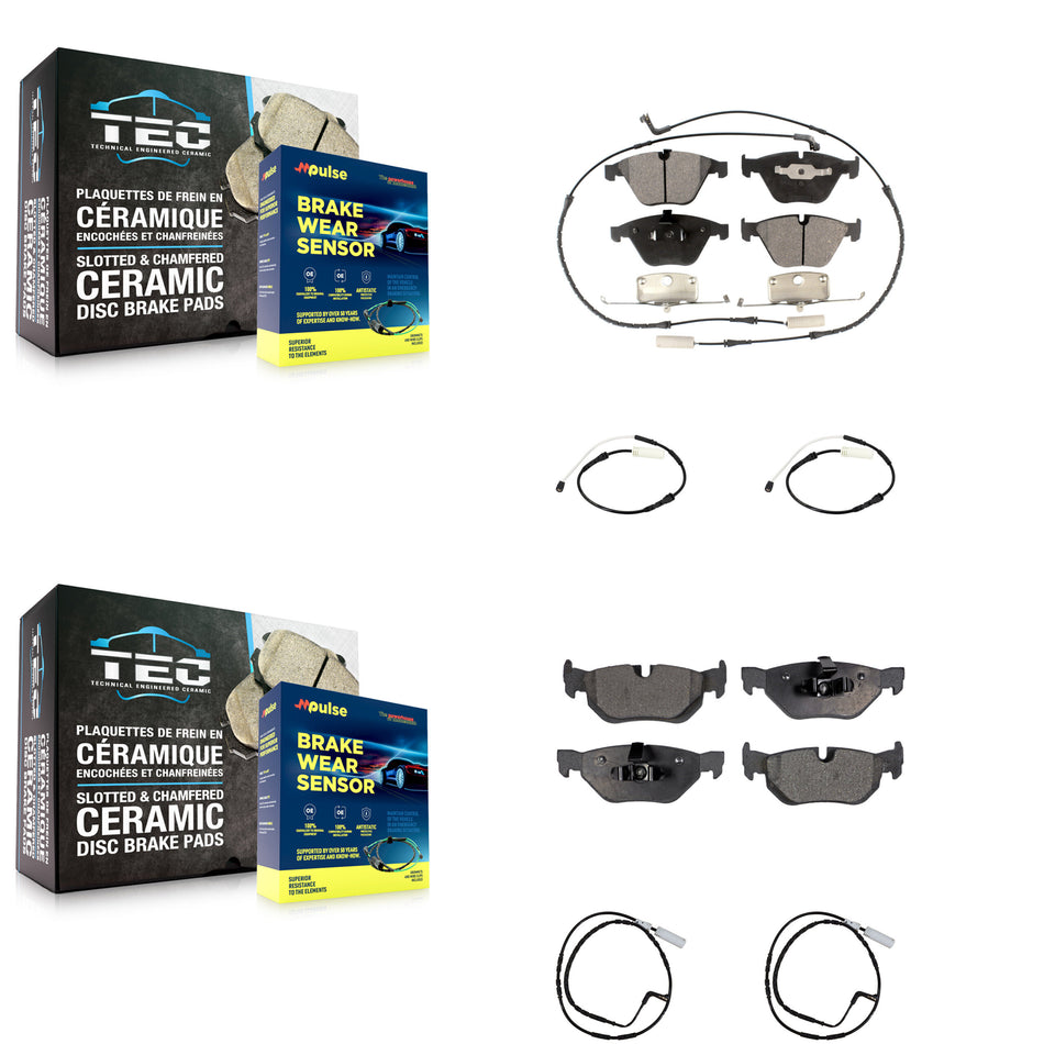 Front Rear Ceramic Disc Brake Pads And Extra Wear Sensors Kit For BMW 323i 328i KTW-101453