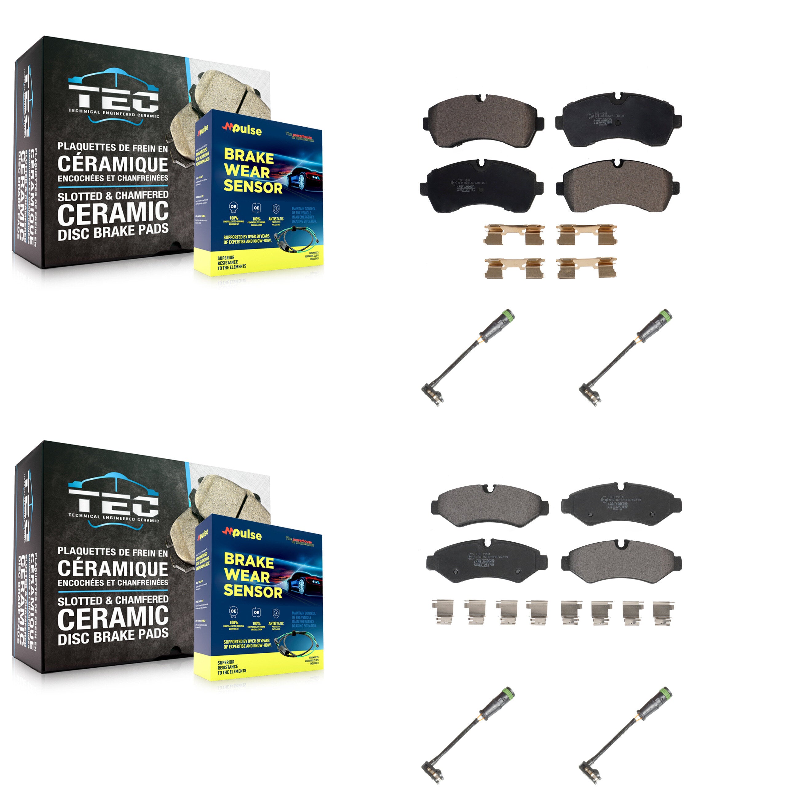 Front Rear Ceramic Brake Pad And Wear Sensor Kit For Freightliner Sprinter 2500 3500 1500 KTW-101463