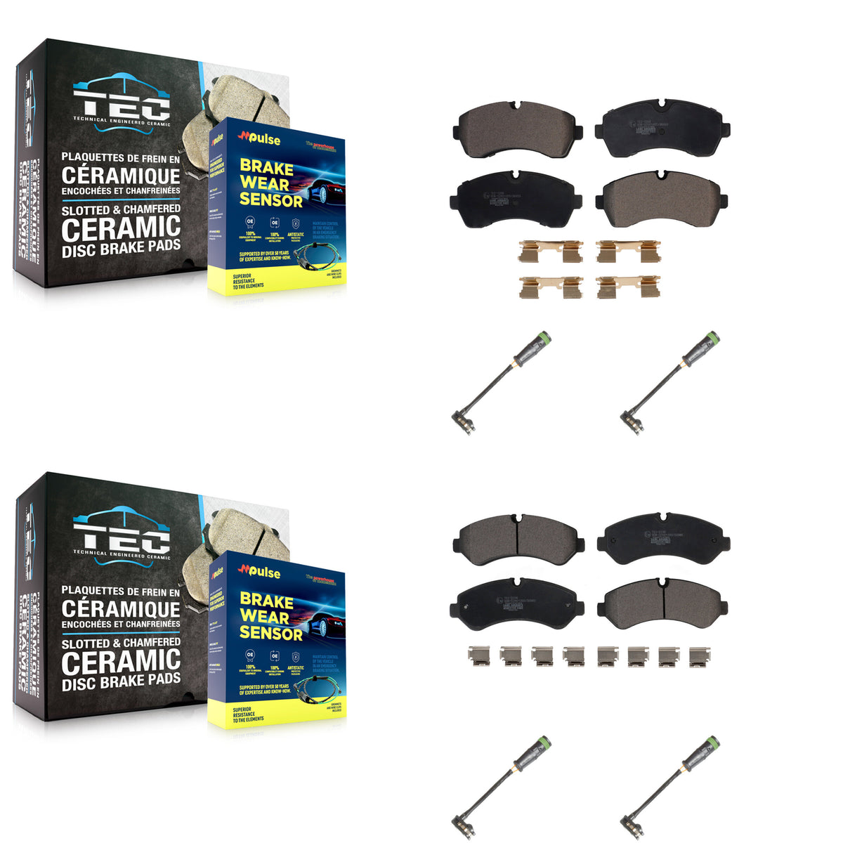 Front Rear Ceramic Disc Brake Pads And Wear Sensors Kit For Freightliner Sprinter 3500 KTW-101464
