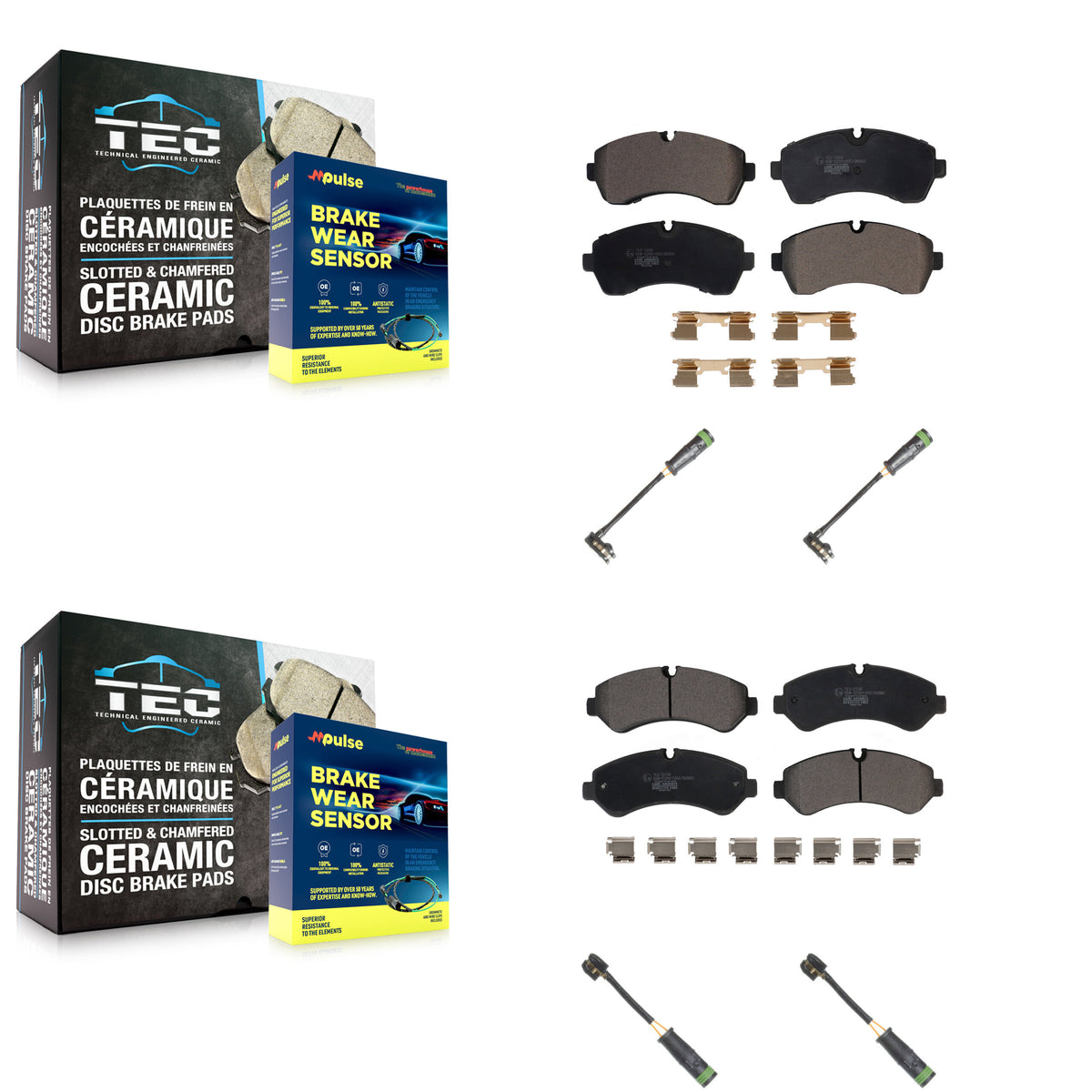 Front Rear Ceramic Disc Brake Pads And Wear Sensors Kit For Freightliner Sprinter 4500 KTW-101465