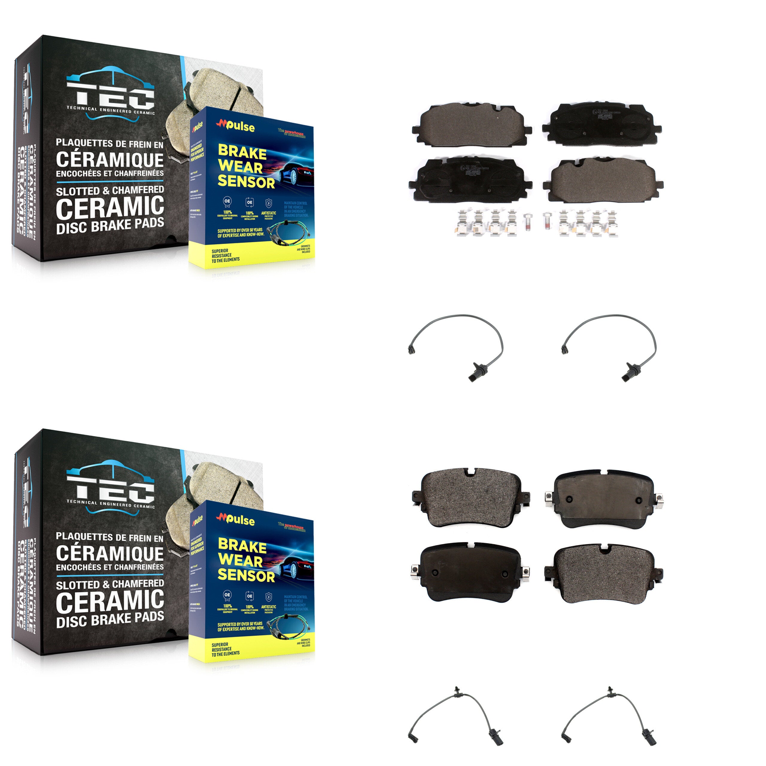 Front Rear Ceramic Disc Brake Pads And Wear Sensors Kit For Audi Q7 Q8 A8 Quattro KTW-101467