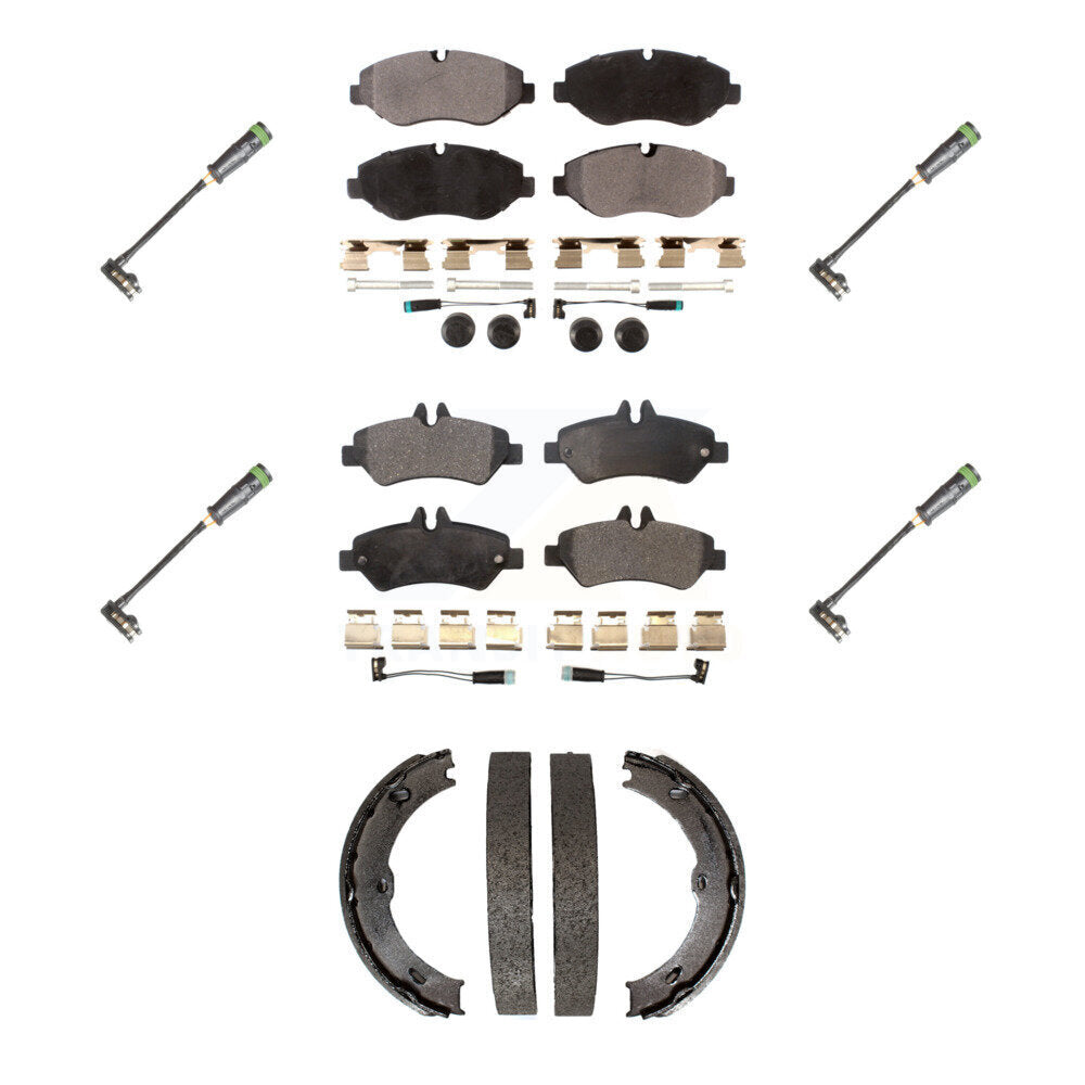 Front Rear Ceramic Brake Pad & Extra Wear Sensor Kit (7Pc) For Freightliner Sprinter 2500 KTW-101486