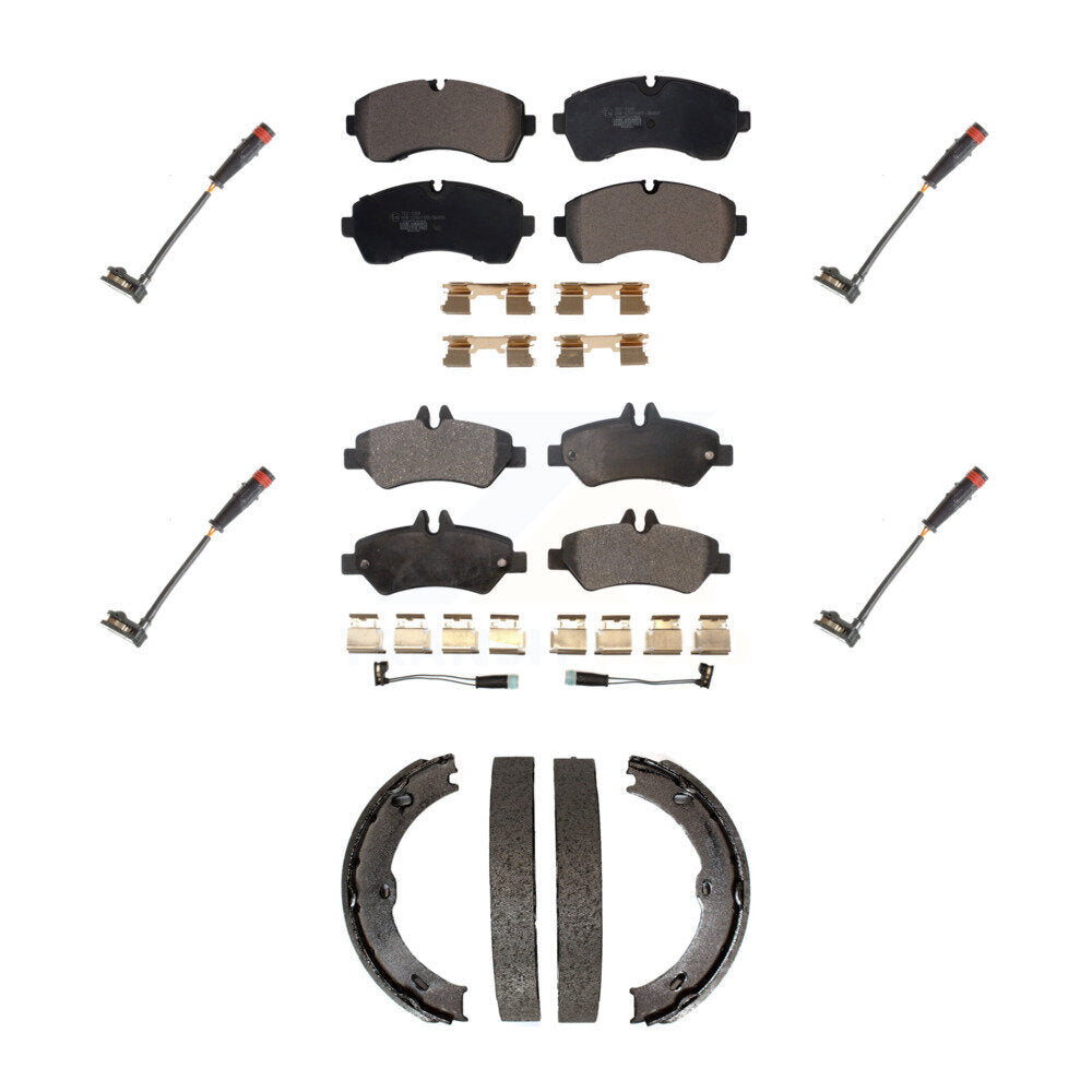 Front Rear Ceramic Brake Pads Extra Wear Sensor Kit (7Pc) For 09 Dodge Sprinter 3500 3.0L KTW-101489
