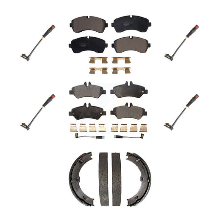 Front Rear Ceramic Brake Pads Extra Wear Sensor Kit (7Pc) For 09 Dodge Sprinter 3500 3.0L KTW-101489