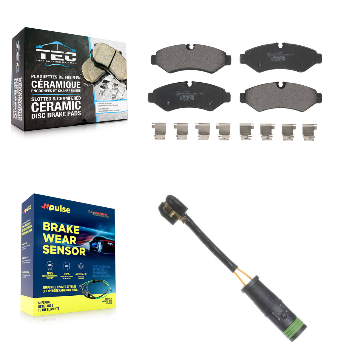 Rear Ceramic Disc Brake Pads Wear Sensor Kit For Mercedes-Benz Sprinter 4500 Freightliner KTW-101495