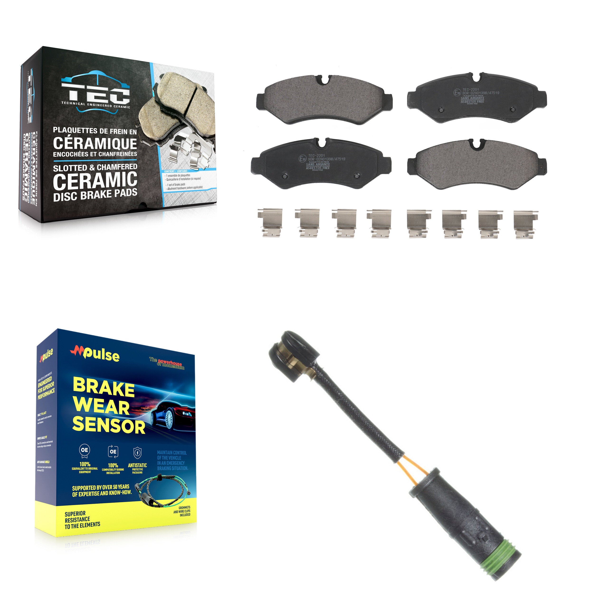 Rear Ceramic Disc Brake Pads Wear Sensor Kit For Mercedes-Benz Sprinter 4500 Freightliner KTW-101495