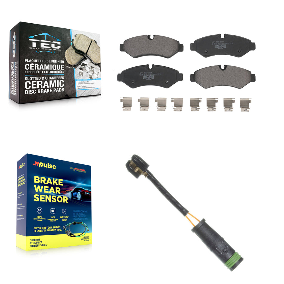 Rear Ceramic Disc Brake Pads Wear Sensor Kit For Mercedes-Benz Sprinter 4500 Freightliner KTW-101495
