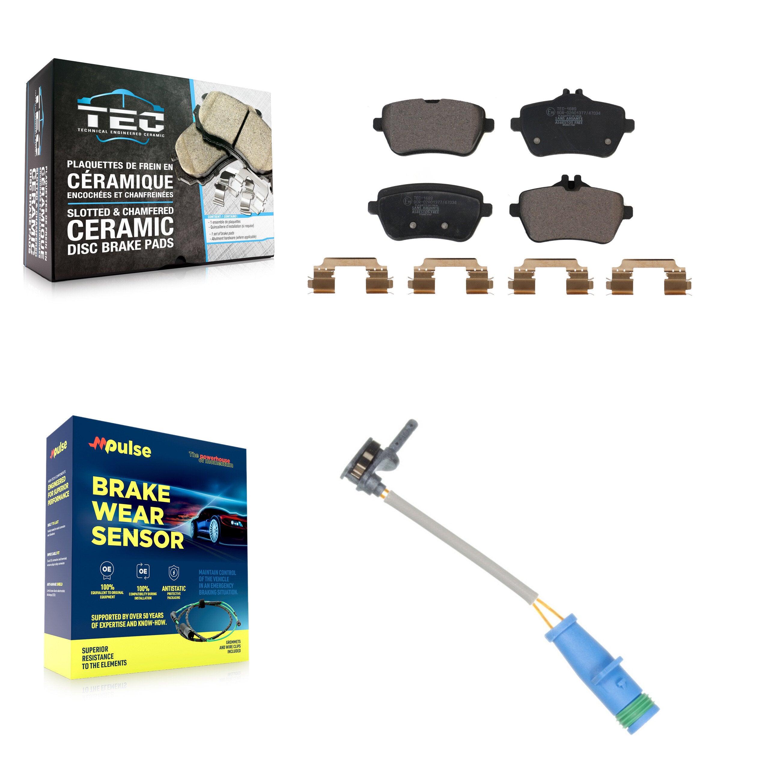 Rear Ceramic Disc Brake Pads And Wear Sensors Kit For 2020 Mercedes-Benz S450 3.0L KTW-101498