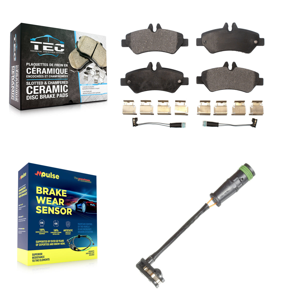 Rear Ceramic Disc Brake Pad And Extra Wear Sensor Kit For Freightliner Sprinter 2500 3500 KTW-101499