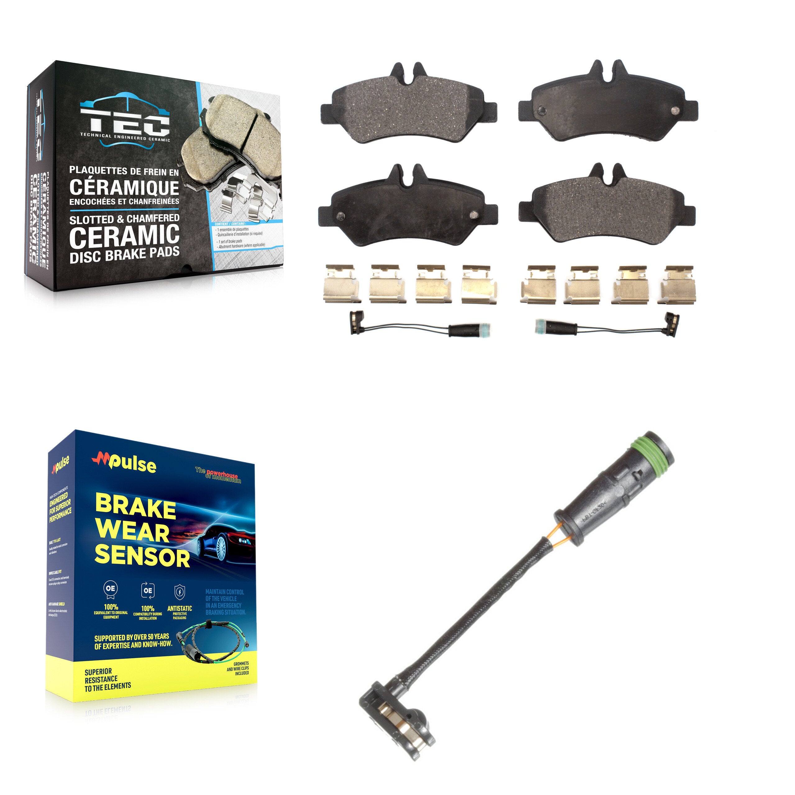 Rear Ceramic Disc Brake Pad And Extra Wear Sensor Kit For Freightliner Sprinter 2500 3500 KTW-101499