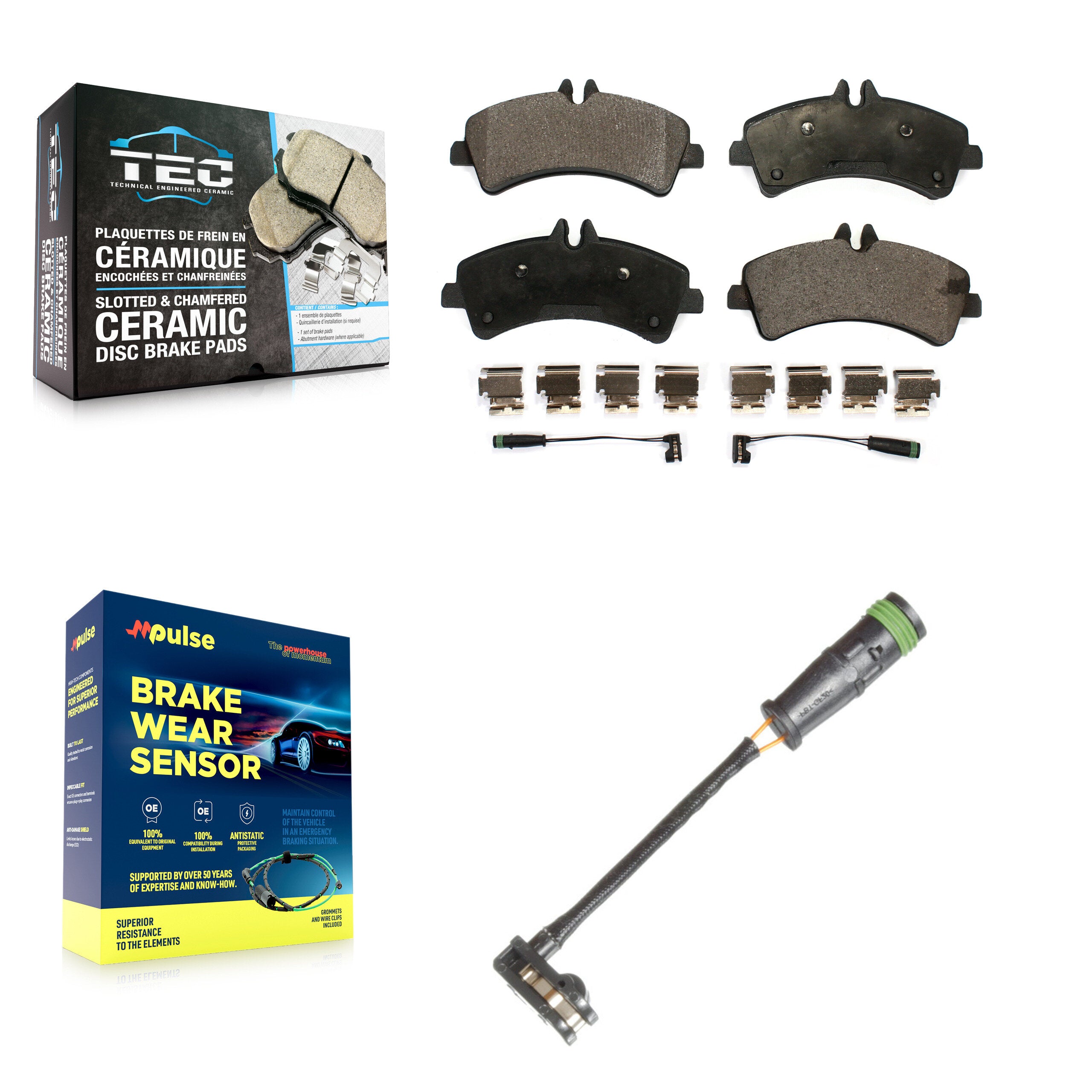 Rear Ceramic Disc Brake Pads And Extra Wear Sensors Kit For Freightliner Sprinter 3500 KTW-101500