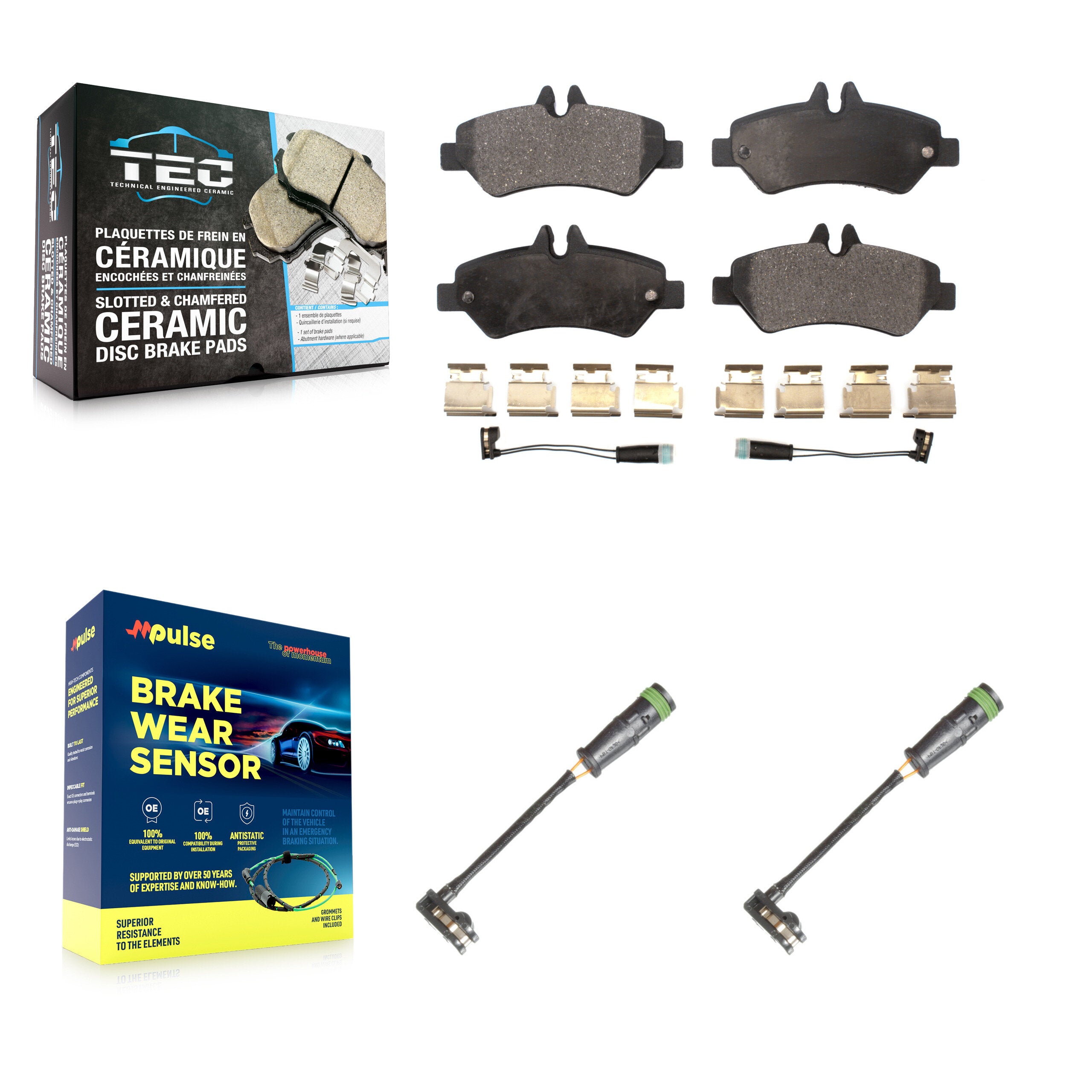 Rear Ceramic Disc Brake Pad And Extra Wear Sensor Kit For Freightliner Sprinter 2500 3500 KTW-101510