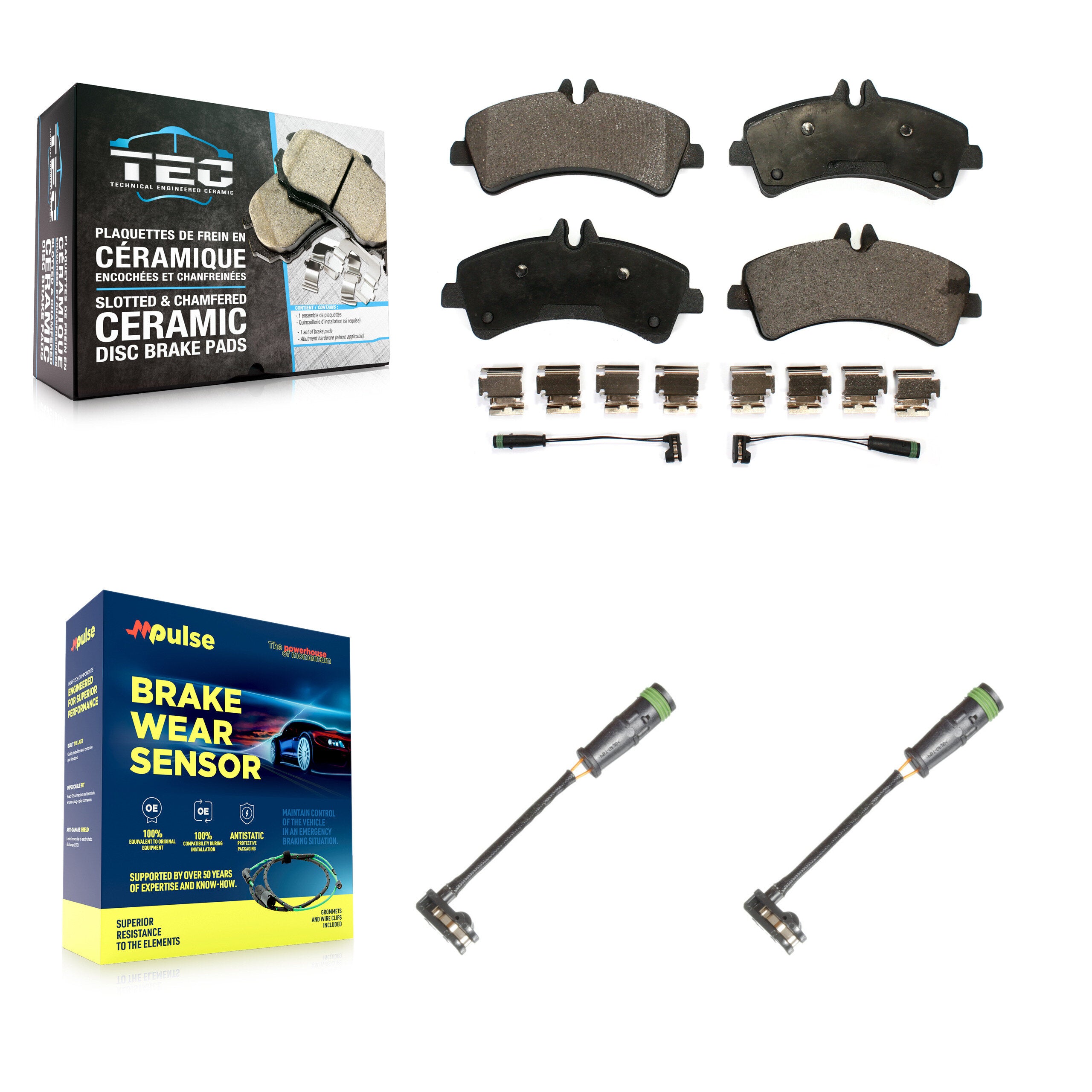 Rear Ceramic Disc Brake Pads And Extra Wear Sensors Kit For Freightliner Sprinter 3500 KTW-101511