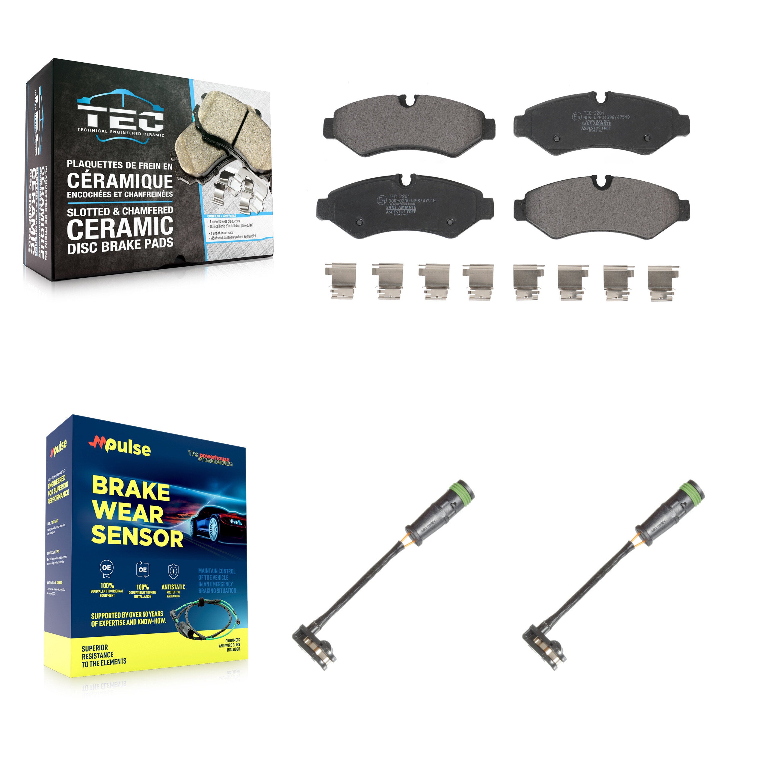 Rear Ceramic Disc Brake Pads And Wear Sensor Kit For Freightliner Sprinter 2500 3500 1500 KTW-101513