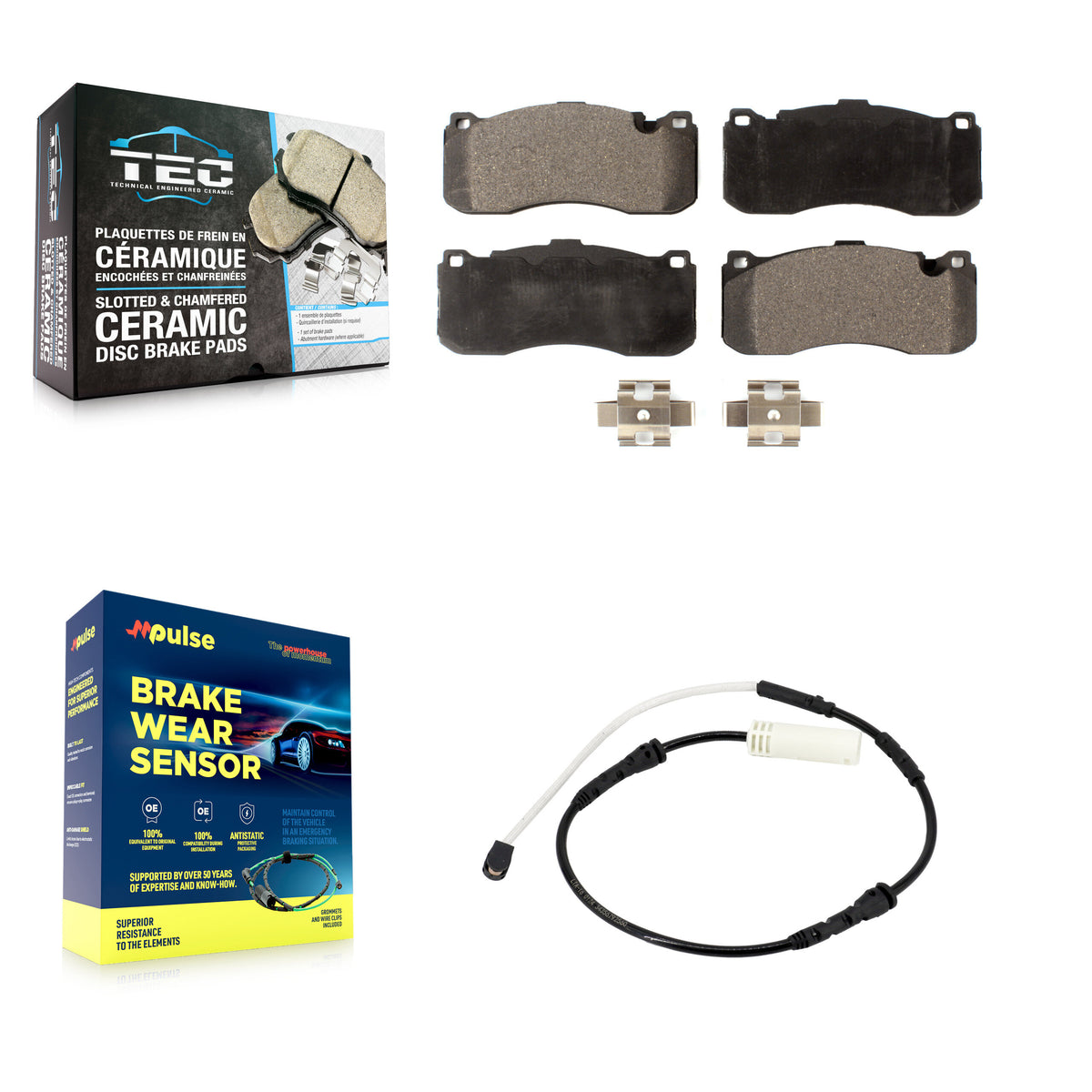 Front Ceramic Brake Pad Wear Sensor Kit For 2013 BMW 328i With 370mm Diameter Rotor KTW-101516