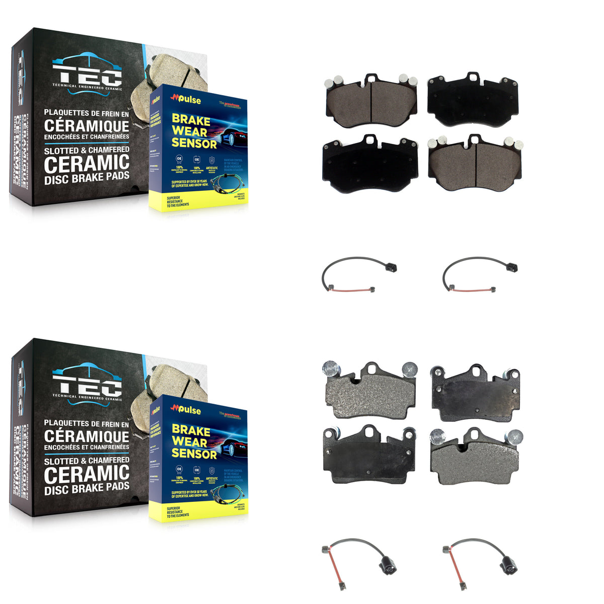 Front Rear Ceramic Disc Brake Pads And Wear Sensors Kit For Porsche Cayenne KTW-101520