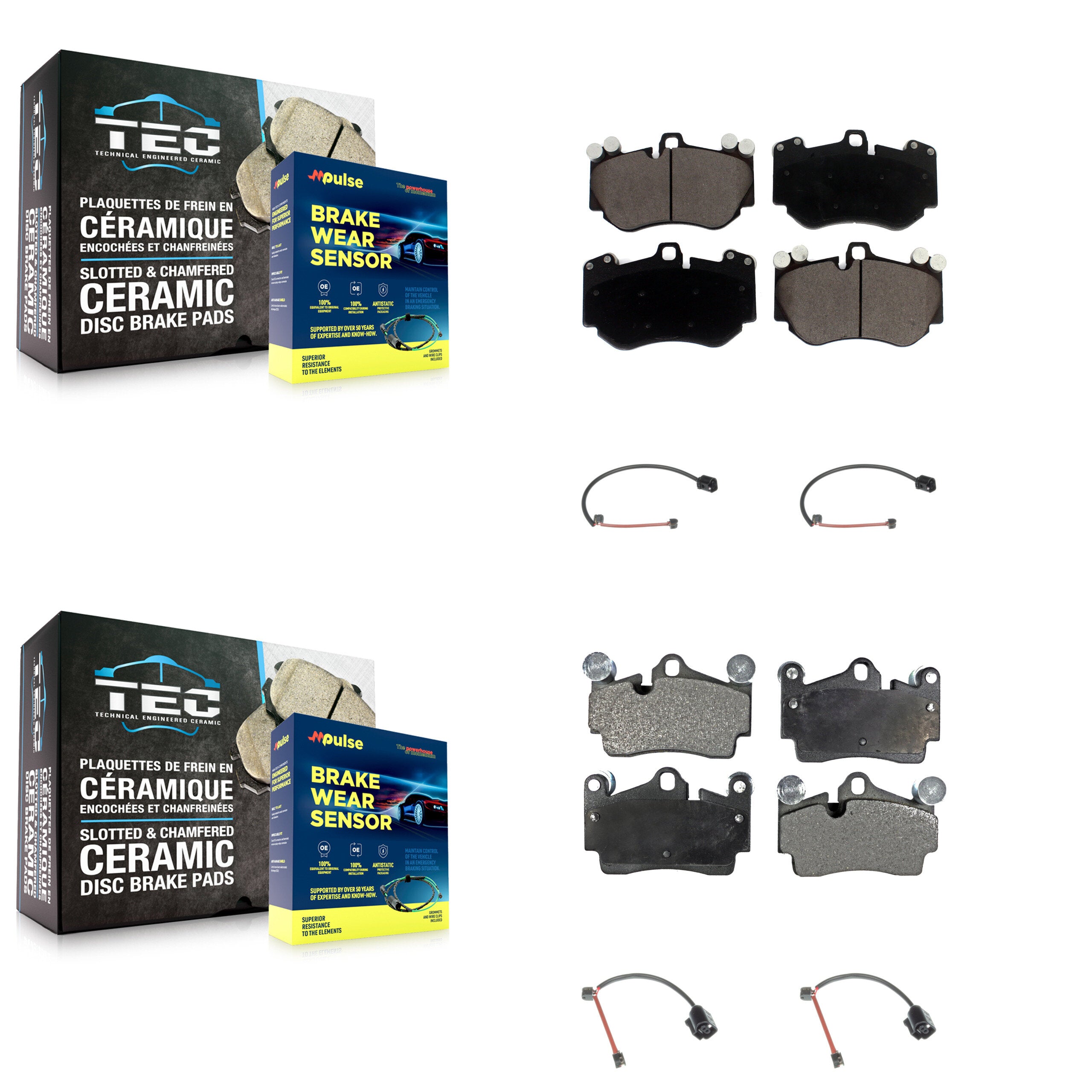 Front Rear Ceramic Disc Brake Pads And Wear Sensors Kit For Porsche Cayenne KTW-101520