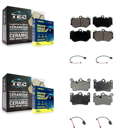 Front Rear Ceramic Disc Brake Pads And Wear Sensors Kit For Porsche Cayenne KTW-101520