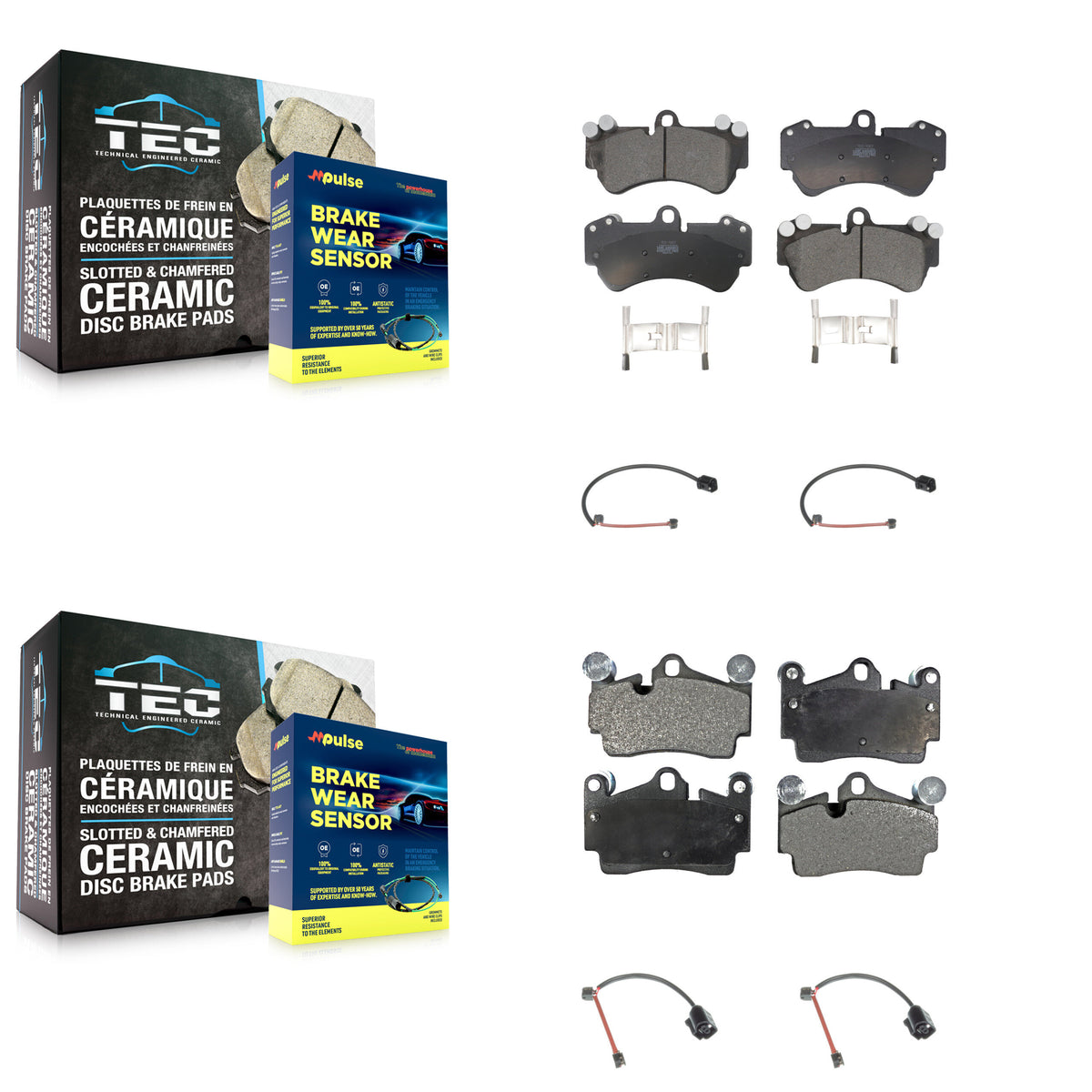 Front Rear Ceramic Disc Brake Pads And Wear Sensors Kit For Porsche Cayenne KTW-101521